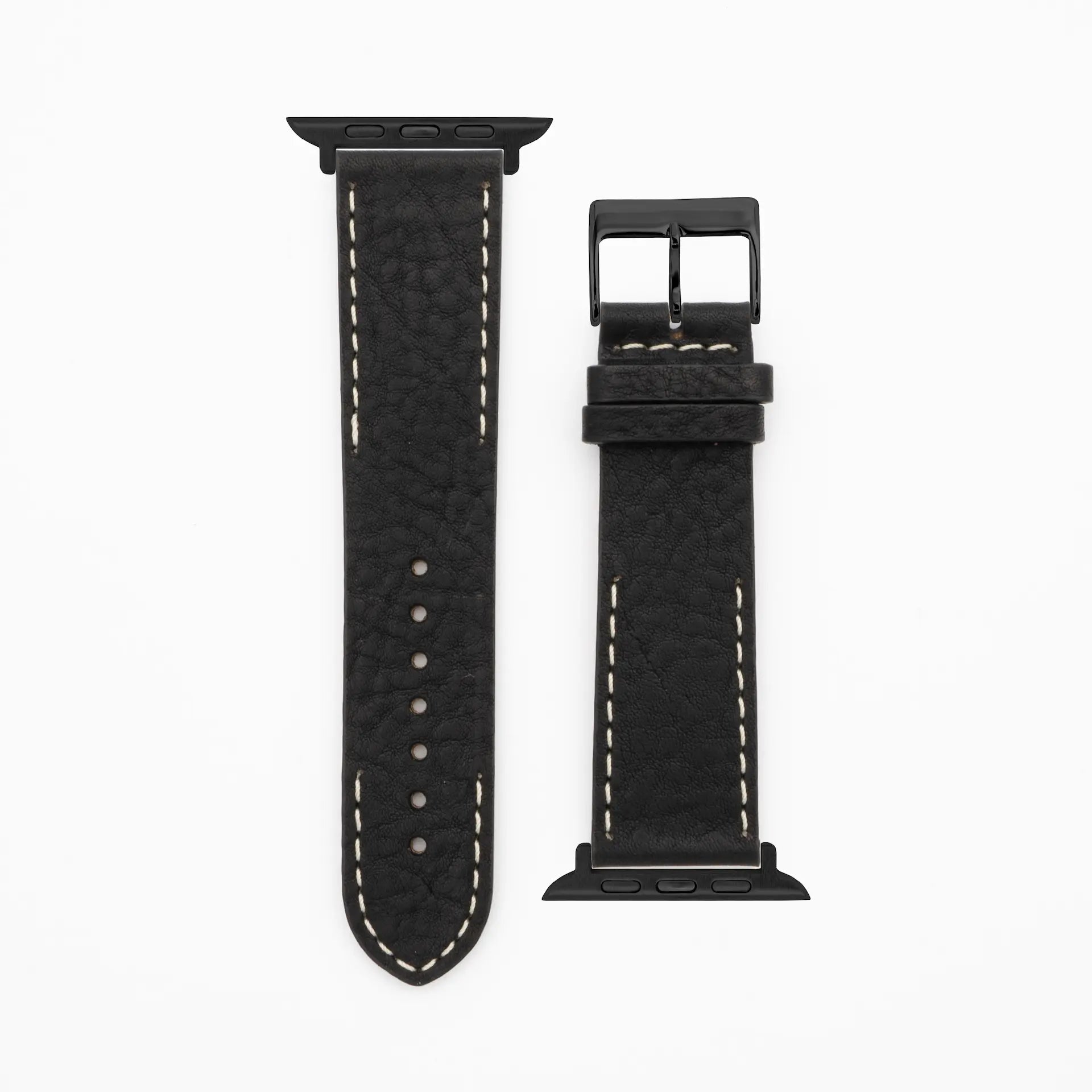 Modern Seam - Classic - Bracelet en cuir noir-Apple Watch-38/40/41mm-acier inoxydable noir-bracelet précieux