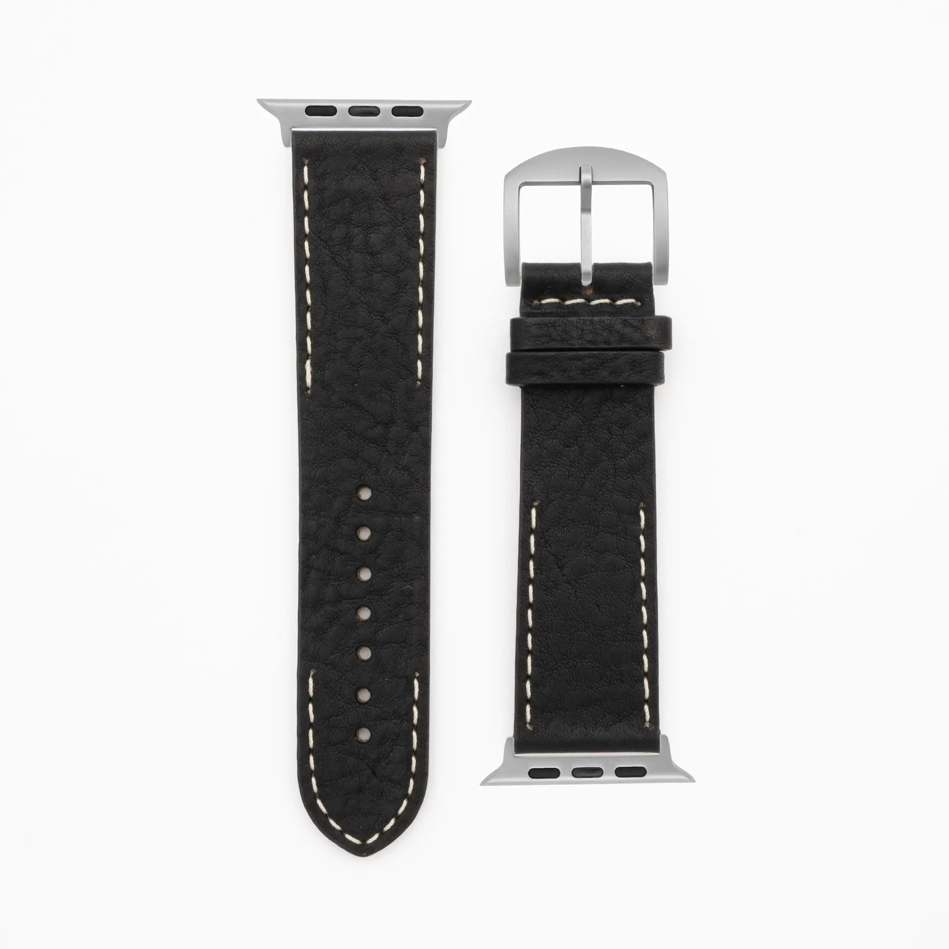 Moderne naad · Klassiek · Zwart lederen bandje-Apple Watch Ultra 49 mm titanium nobele band