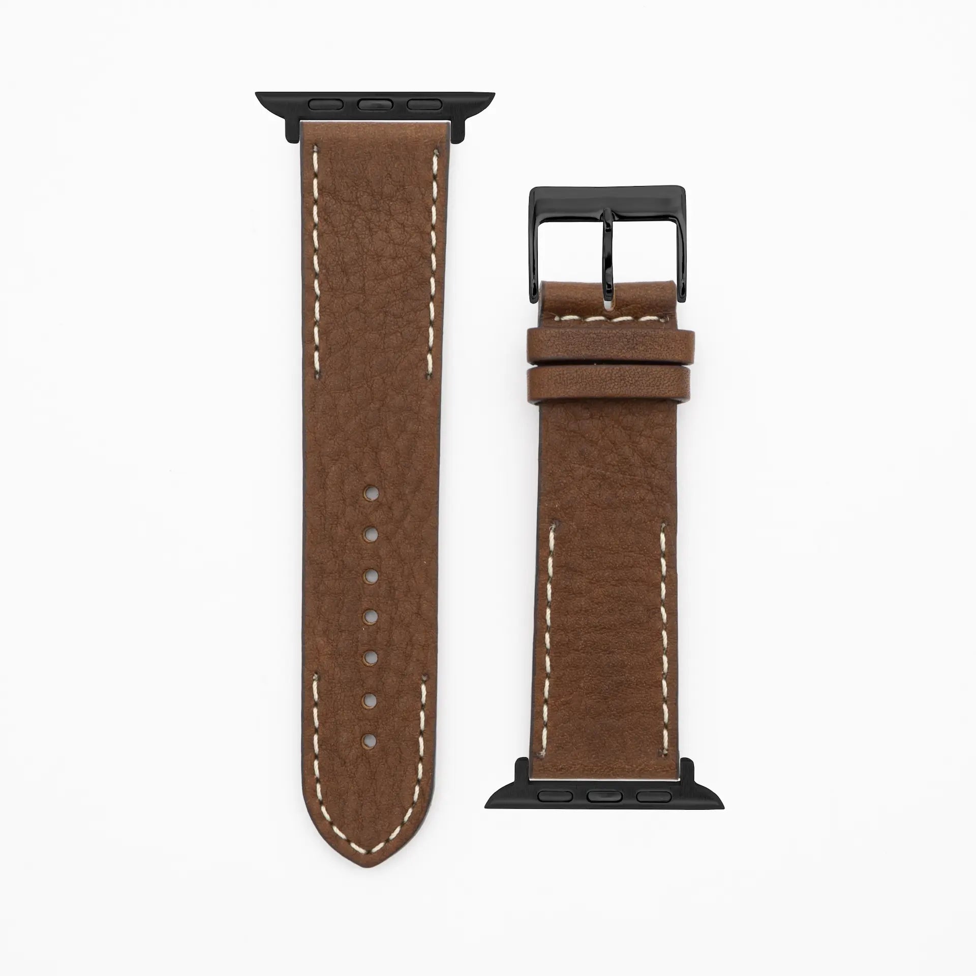 Modern Seam - Classic - Bracelet en cuir marron foncé-Apple Watch-38/40/41mm-acier inoxydable noir-bracelet précieux