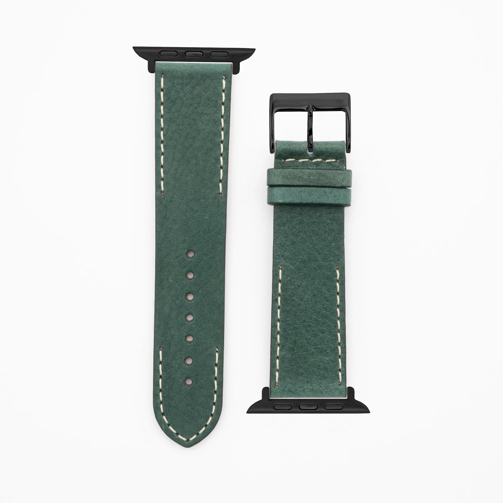 Moderne naad · Klassiek · Teal lederen band-Apple Watch-38/40/41mm-roestvrij staal zwart-nobele band