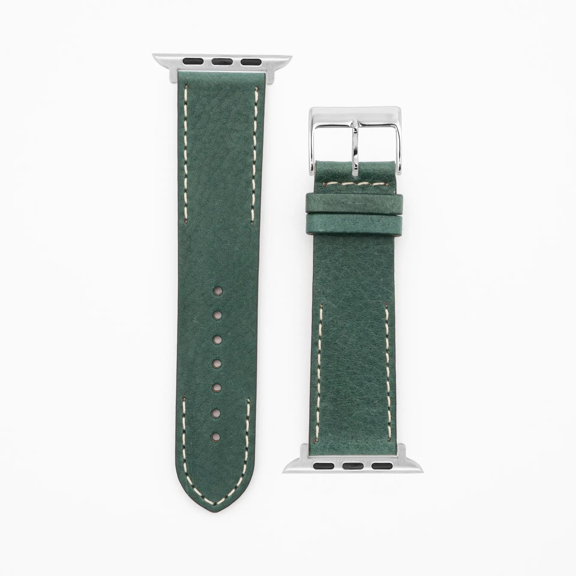 Moderne naad · Klassiek · Teal lederen band-Apple Watch-38/40/41mm-roestvrij staal zilver Edelband