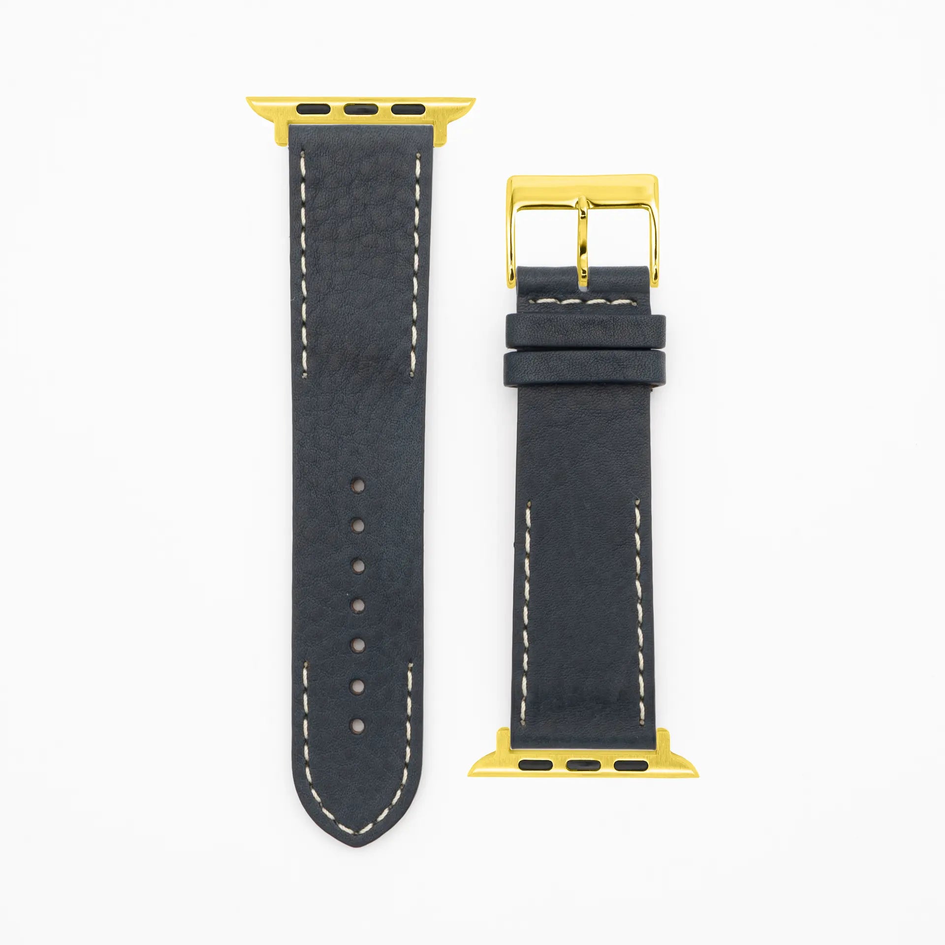 Modern Seam - Classic - Bracelet en cuir bleu foncé-Apple Watch-38/40/41mm-acier inoxydable or-bracelet précieux