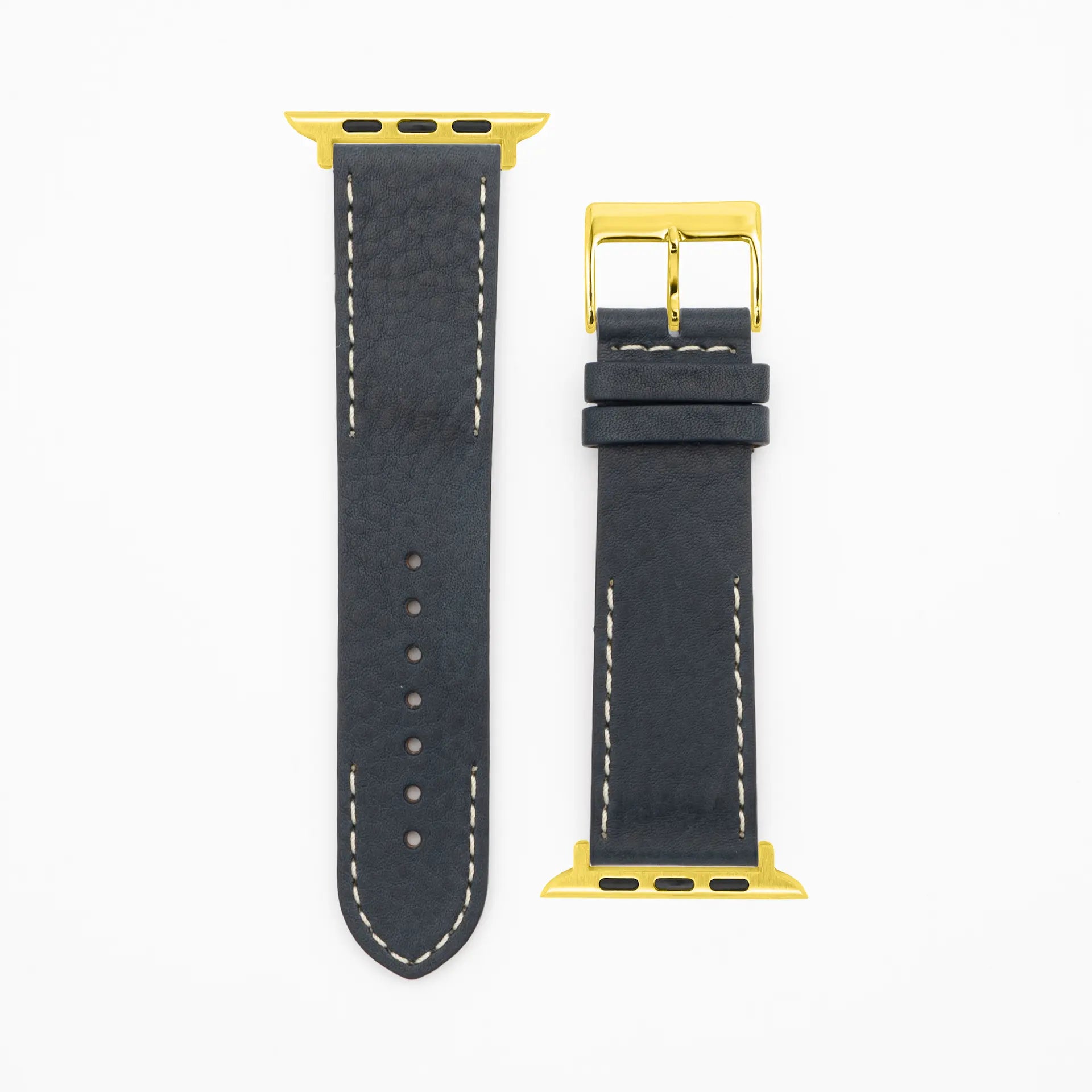 Modern Seam - Classic - Dark blue leather strap-Apple Watch-38/40/41mm-stainless steel gold bracelet