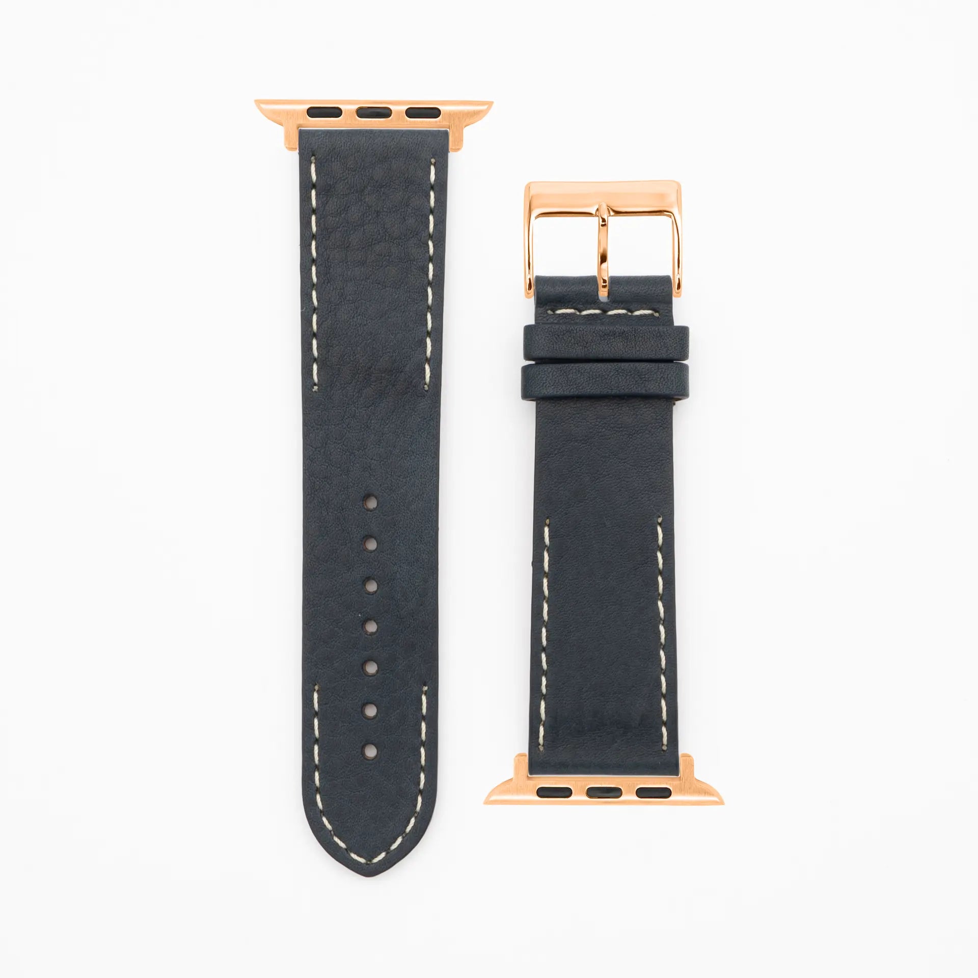 Modern Seam - Classic - Bracelet en cuir bleu foncé-Apple Watch-38/40/41mm-acier inoxydable rosé-bracelet précieux