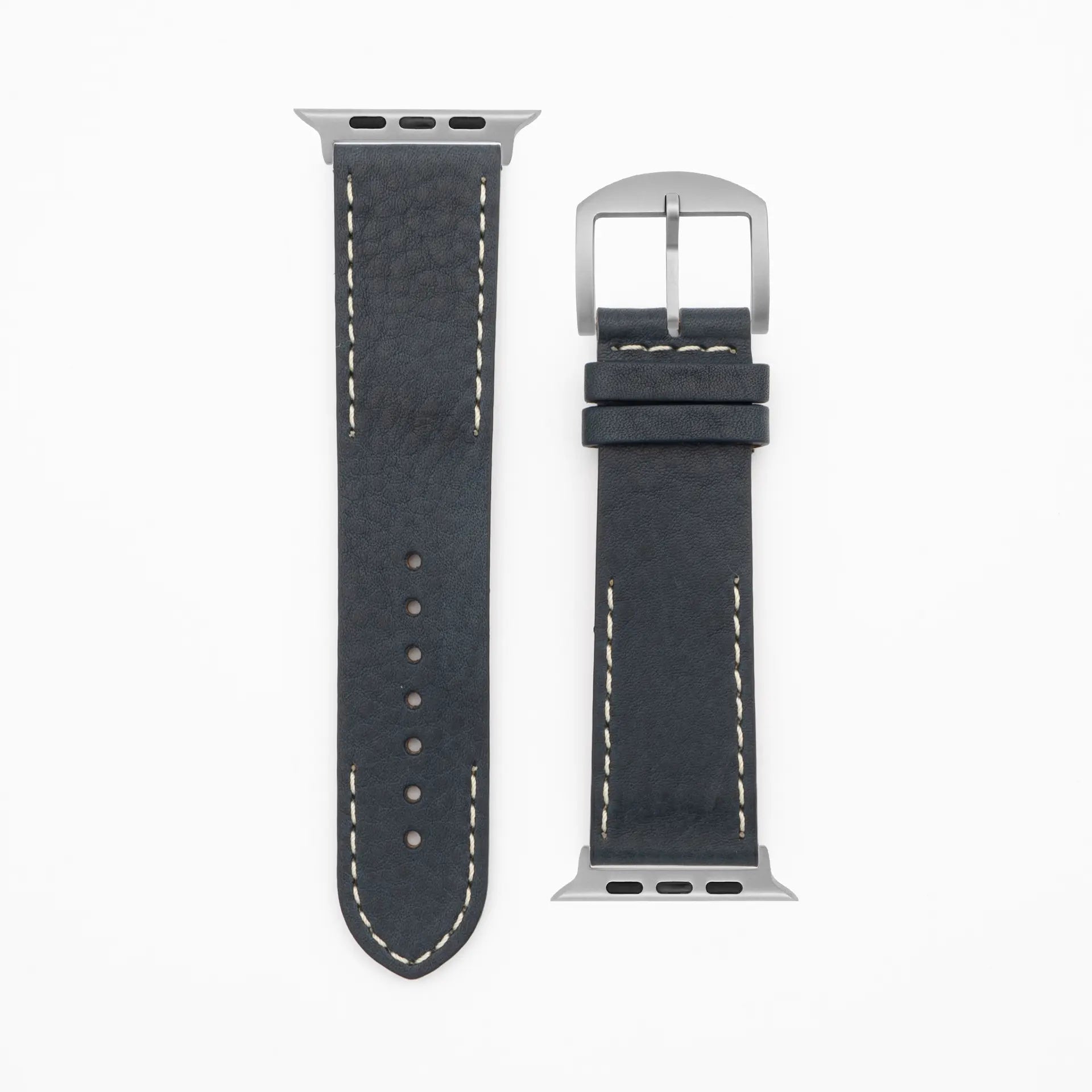 Moderne naad · Klassiek · Donkerblauwe lederen band-Apple Watch Ultra 49 mm titanium Edelband