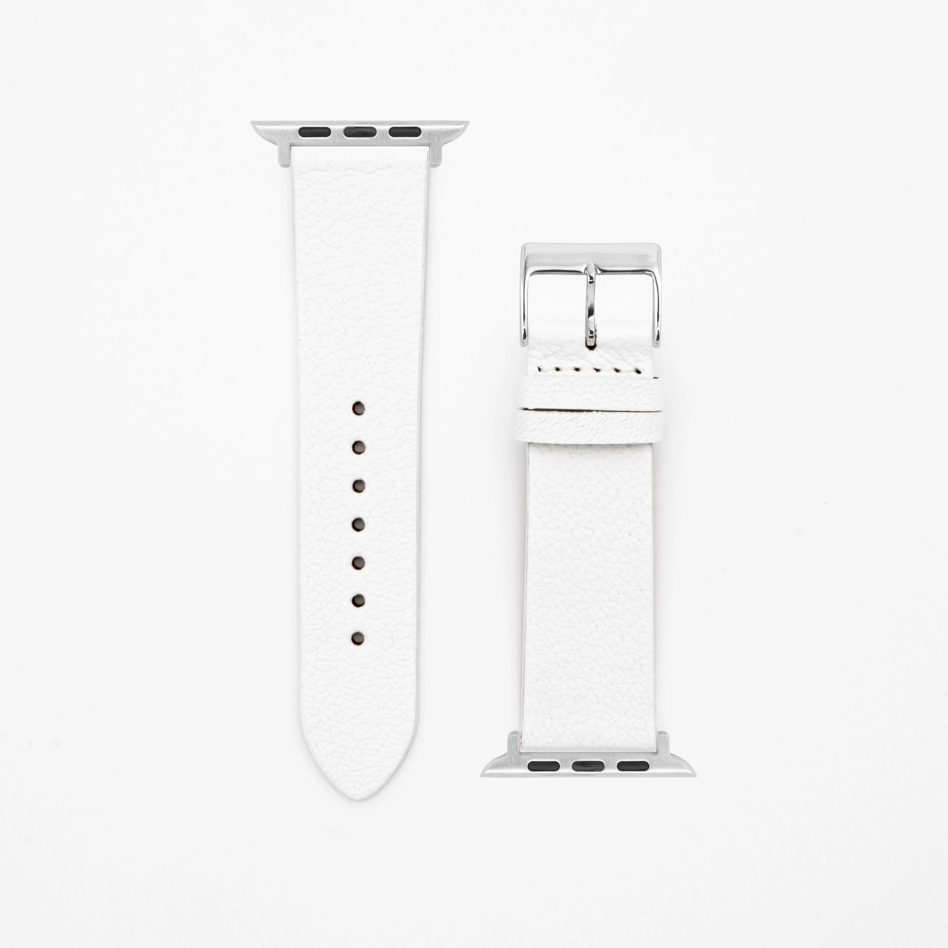 Geit - Classic - XS - Wit lederen band-Apple Watch-38/40/41mm-roestvrij staal zilveren armband