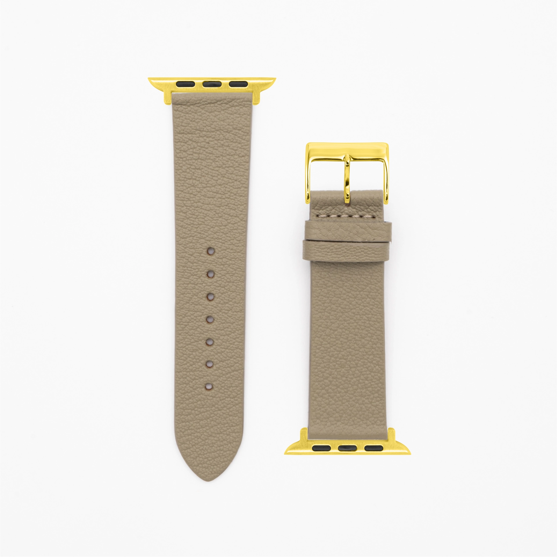 Geit - Classic - XS - Nude lederen band-Apple Watch-38/40/41mm-roestvrij staal gouden armband