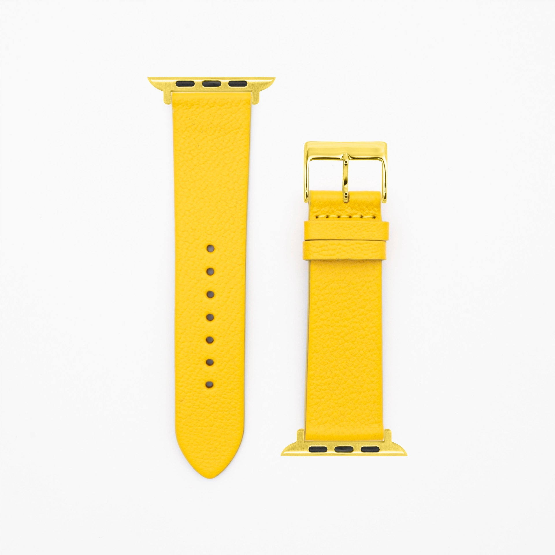 Geit - Classic - XS - Geel lederen band-Apple Watch-38/40/41mm-roestvrij stalen gouden armband