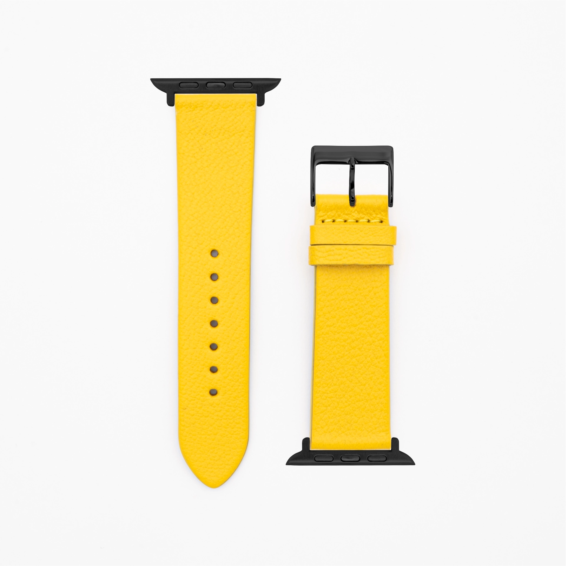 Goat - Classic - XS - Bracelet en cuir jaune-Apple Watch-38/40/41mm-acier inoxydable noir-bracelet précieux