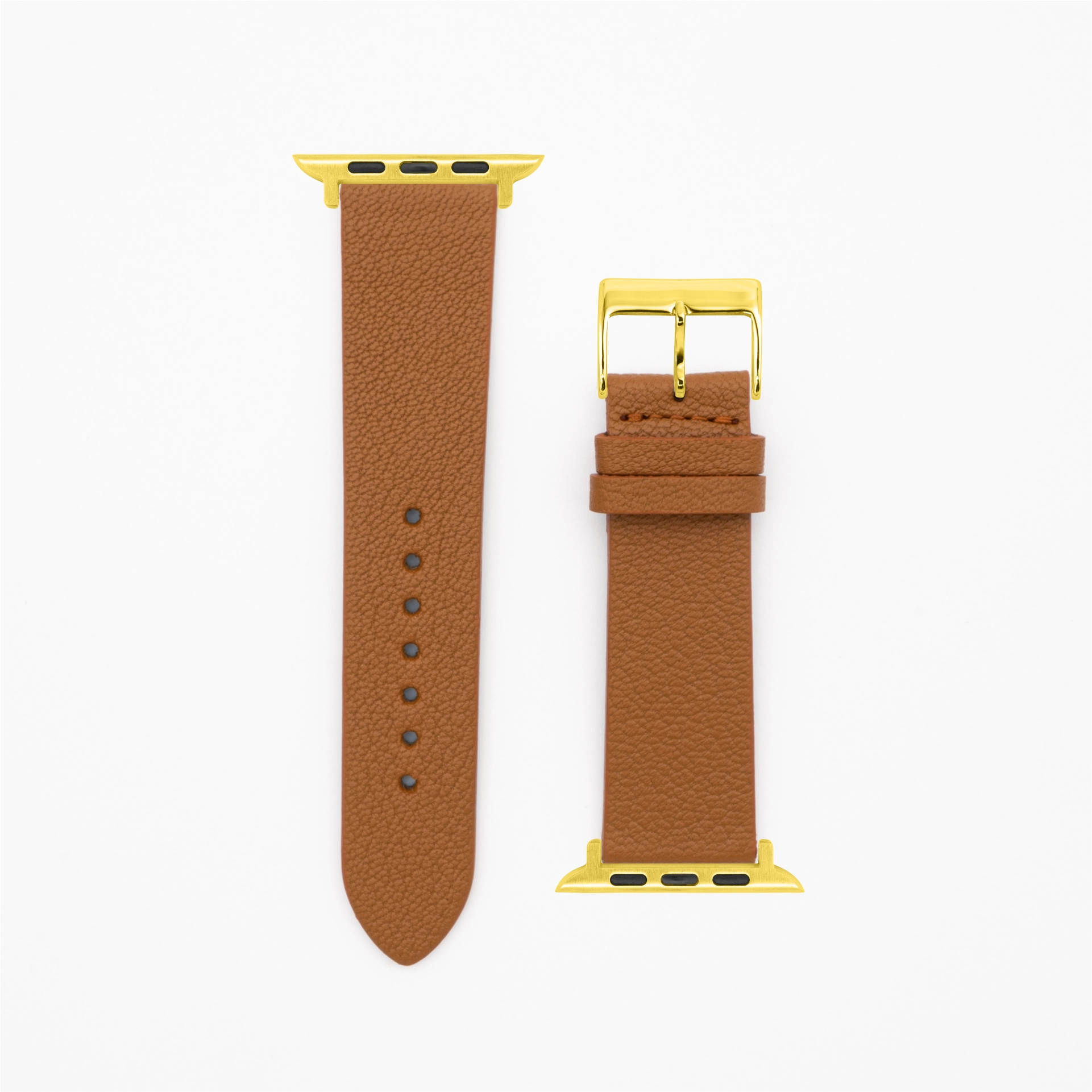 Geit - Classic - XS - Bruin lederen band-Apple Watch-38/40/41mm-roestvrij stalen gouden armband