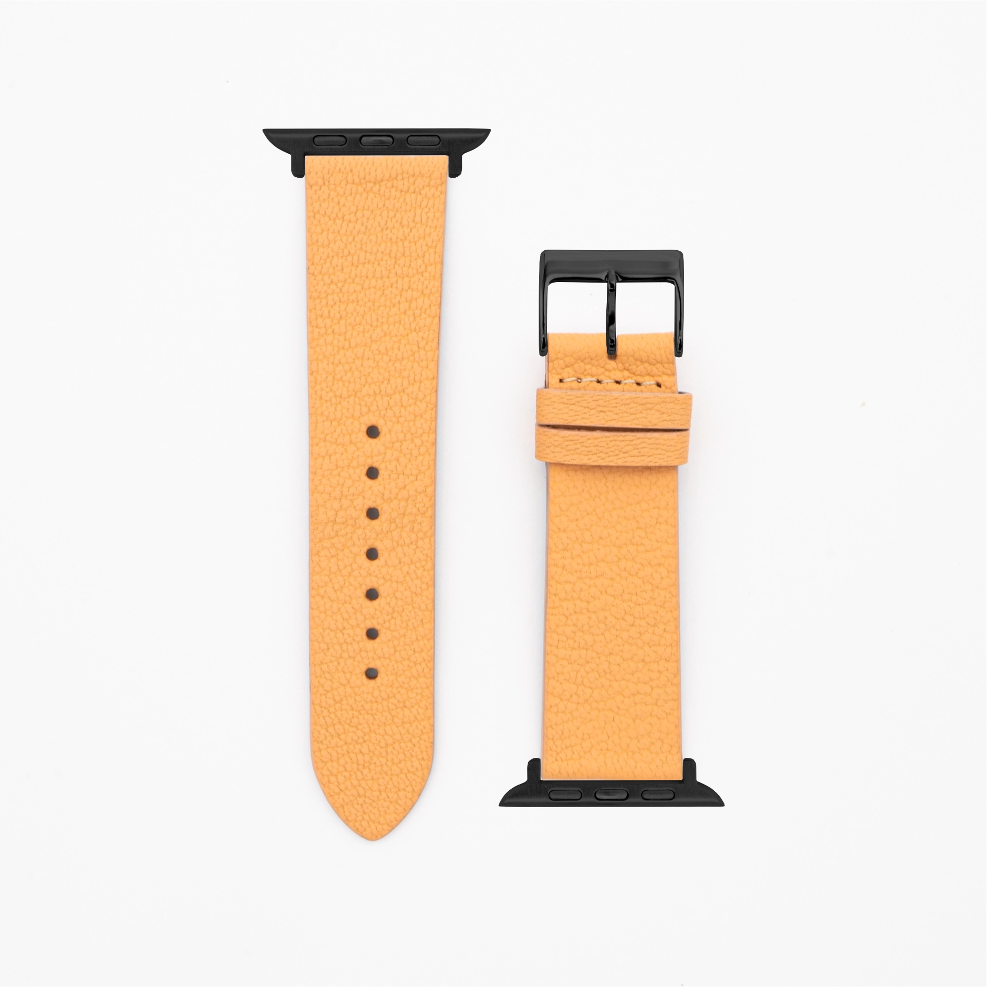 Geit - Classic - XS - Pastel oranje lederen band-Apple Watch-38/40/41mm-roestvrij staal zwart-strap