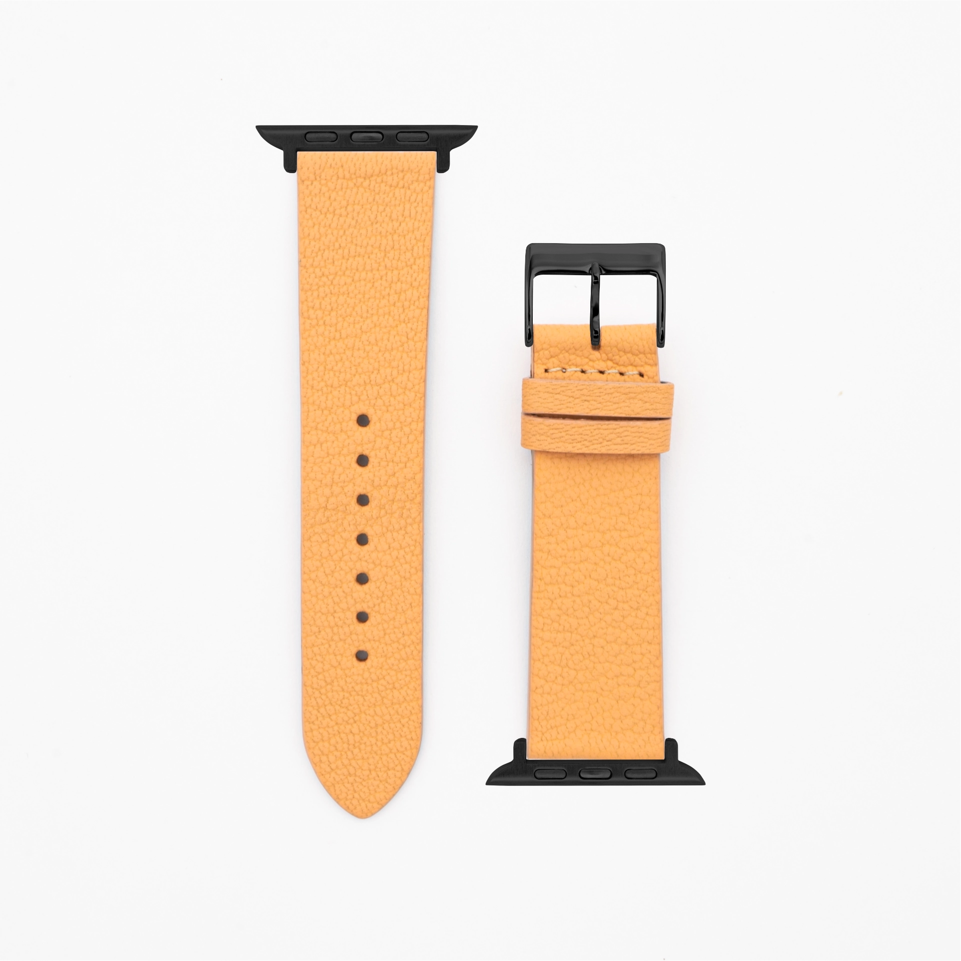 Goat - Classic - XS - Pastel orange leather strap-Apple Watch-38/40/41mm-stainless steel black-strap