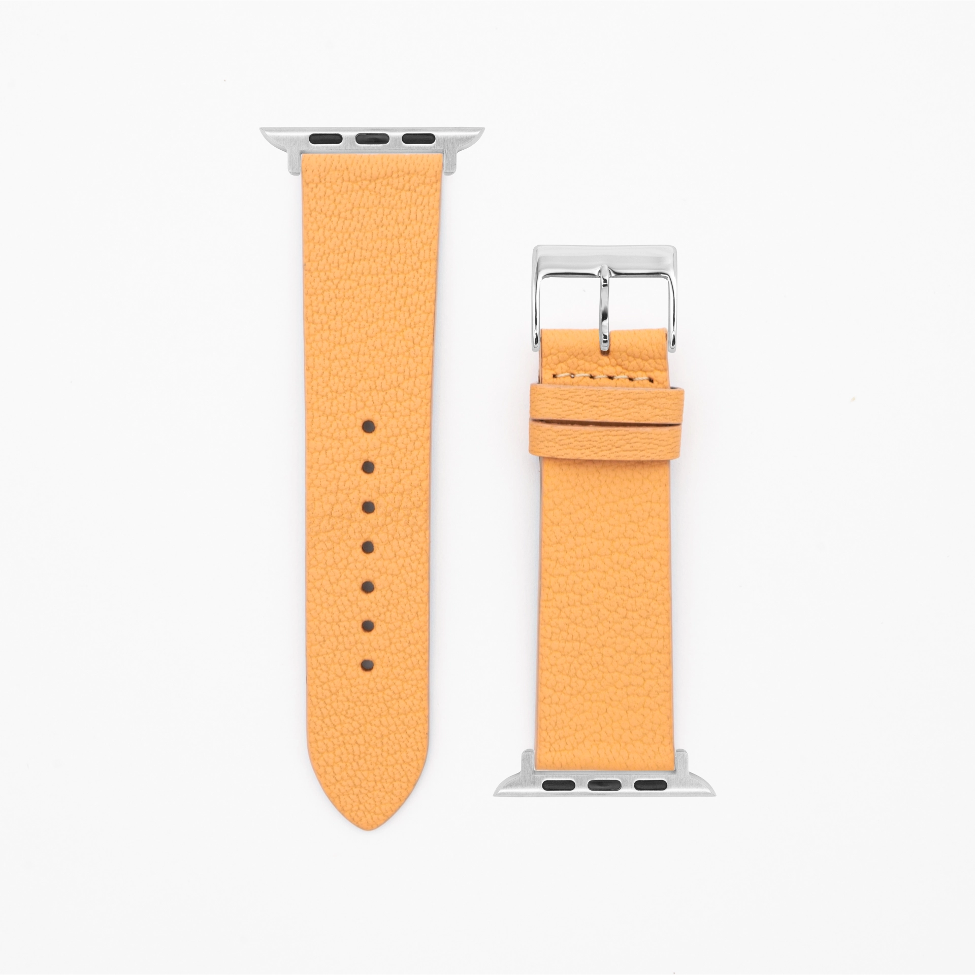 Goat · Classic · XS · Pastellorange-Lederarmband-Apple Watch-38/40/41mm-Edelstahl silber-Edelband