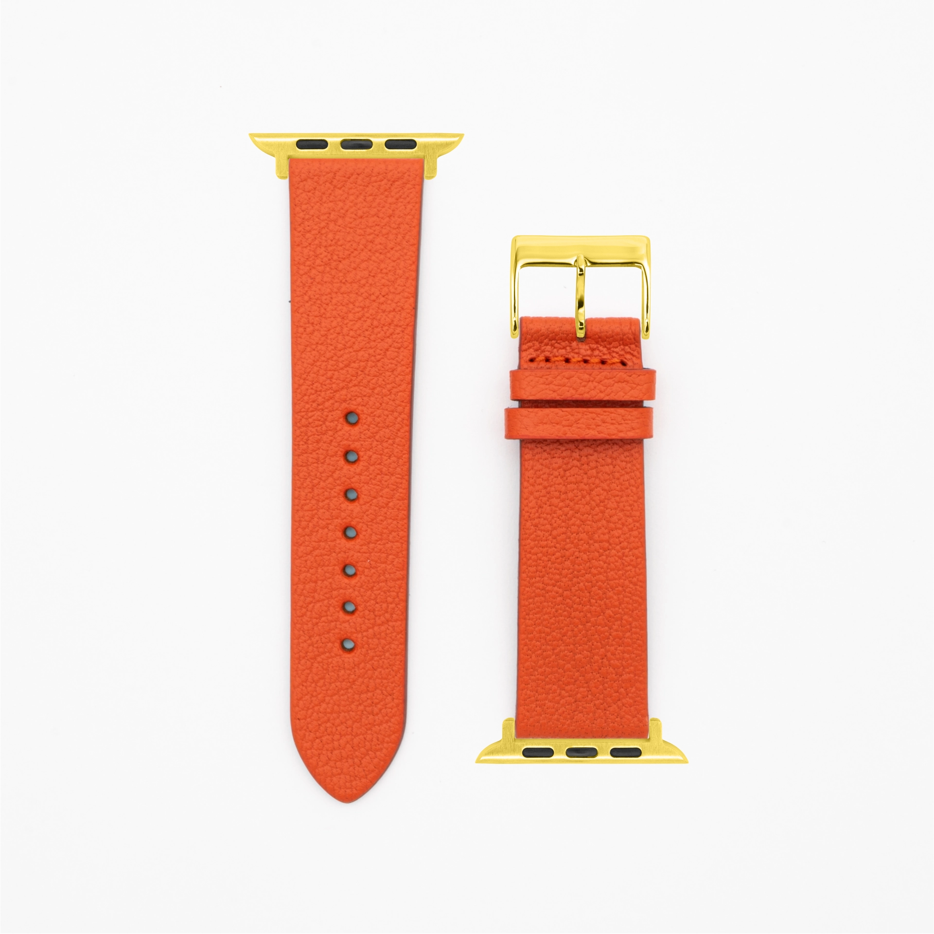 Geit - Classic - XS - Oranje lederen band-Apple Watch-38/40/41mm-roestvrij stalen gouden armband