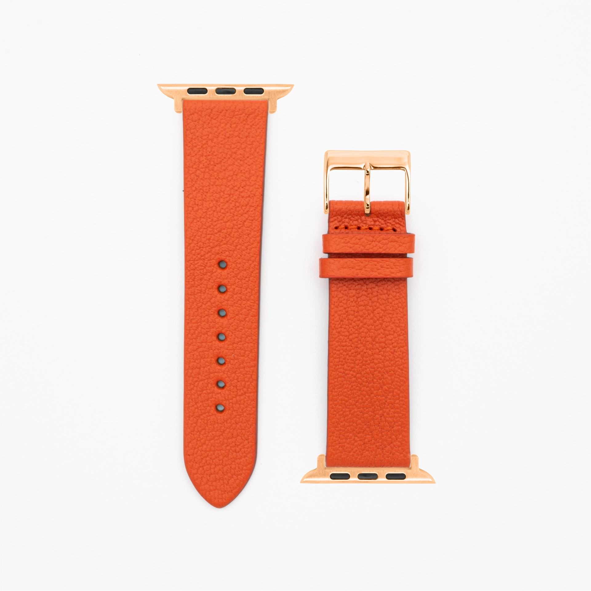 Goat - Classic - XS - Orange leather strap-Apple Watch-38/40/41mm-stainless steel rose band