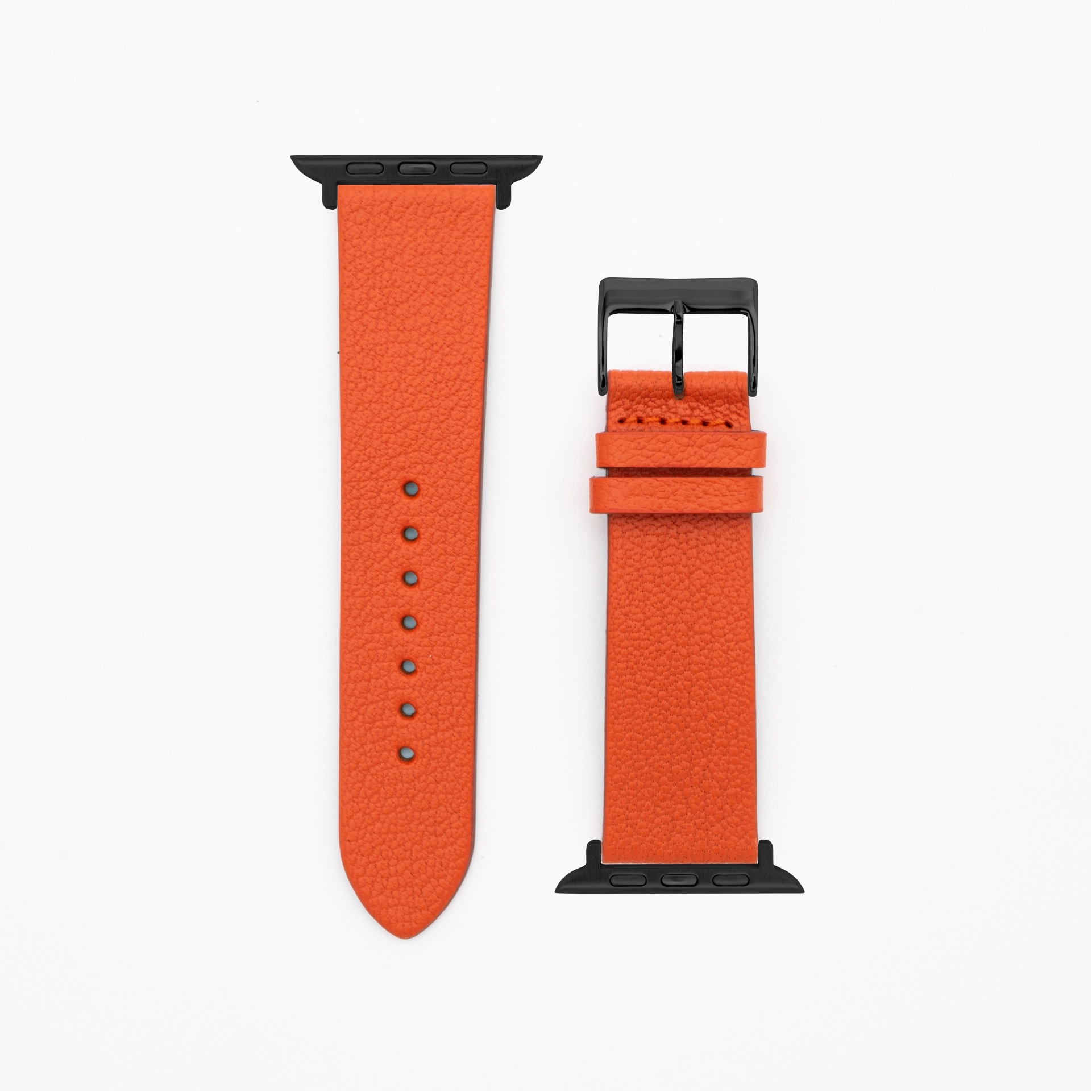 Goat - Classic - XS - Bracelet en cuir orange-Apple Watch-38/40/41mm-acier inoxydable noir-bracelet précieux