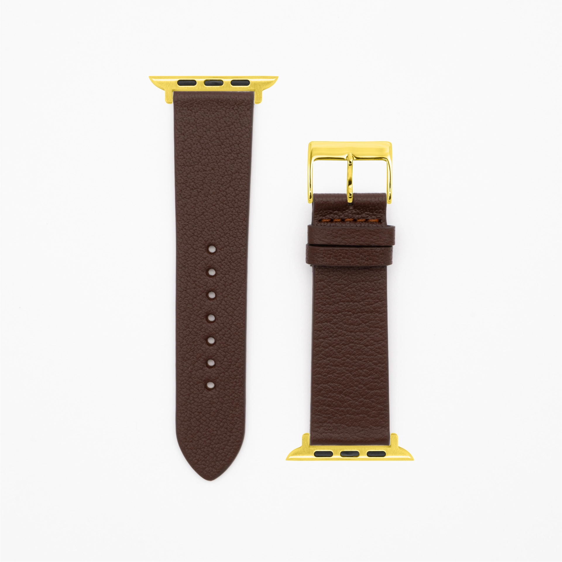 Goat - Classic - XS - Dark brown leather strap-Apple Watch-38/40/41mm-stainless steel gold bracelet