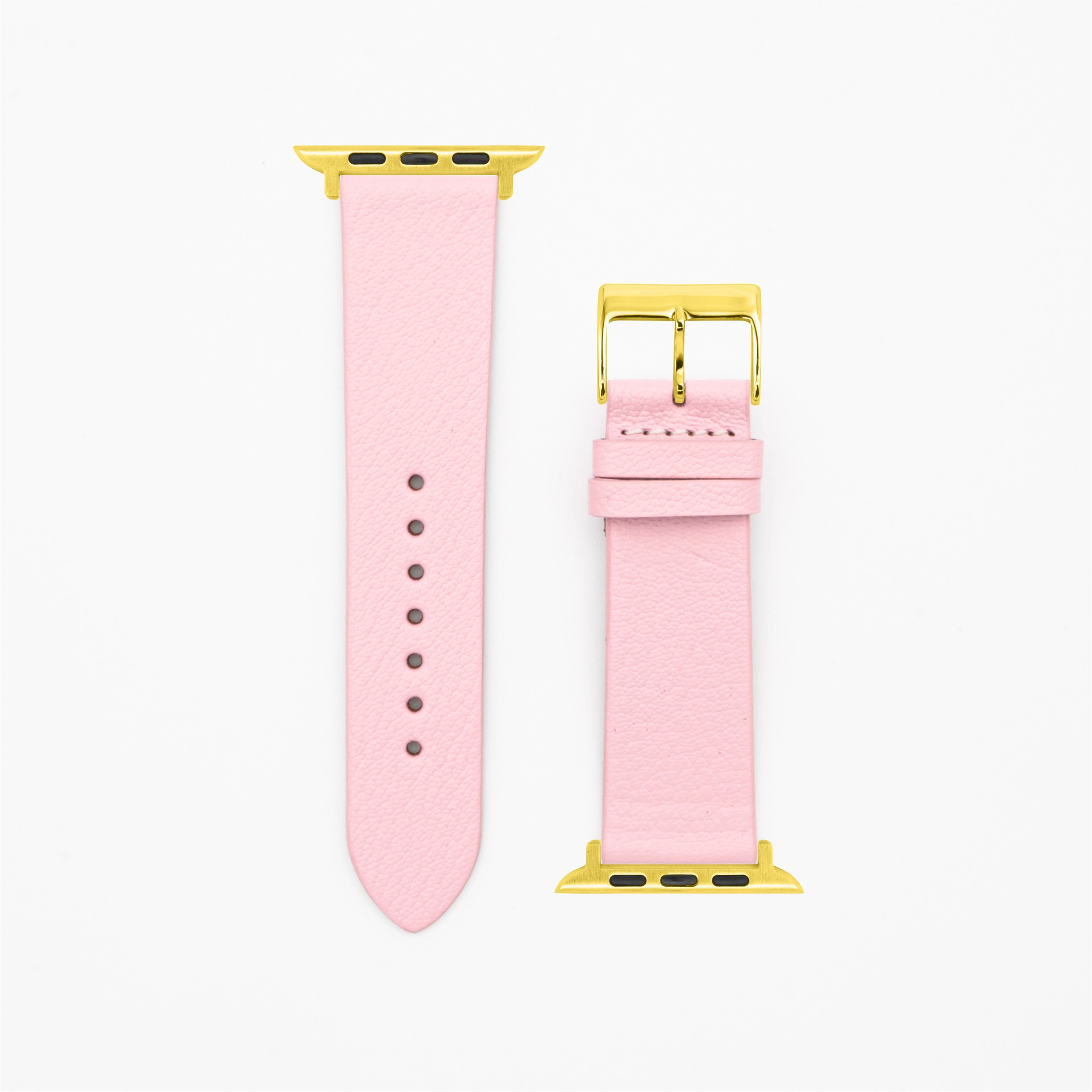 Geit - Classic - XS - Roze lederen band-Apple Watch-38/40/41mm-roestvrij stalen gouden armband