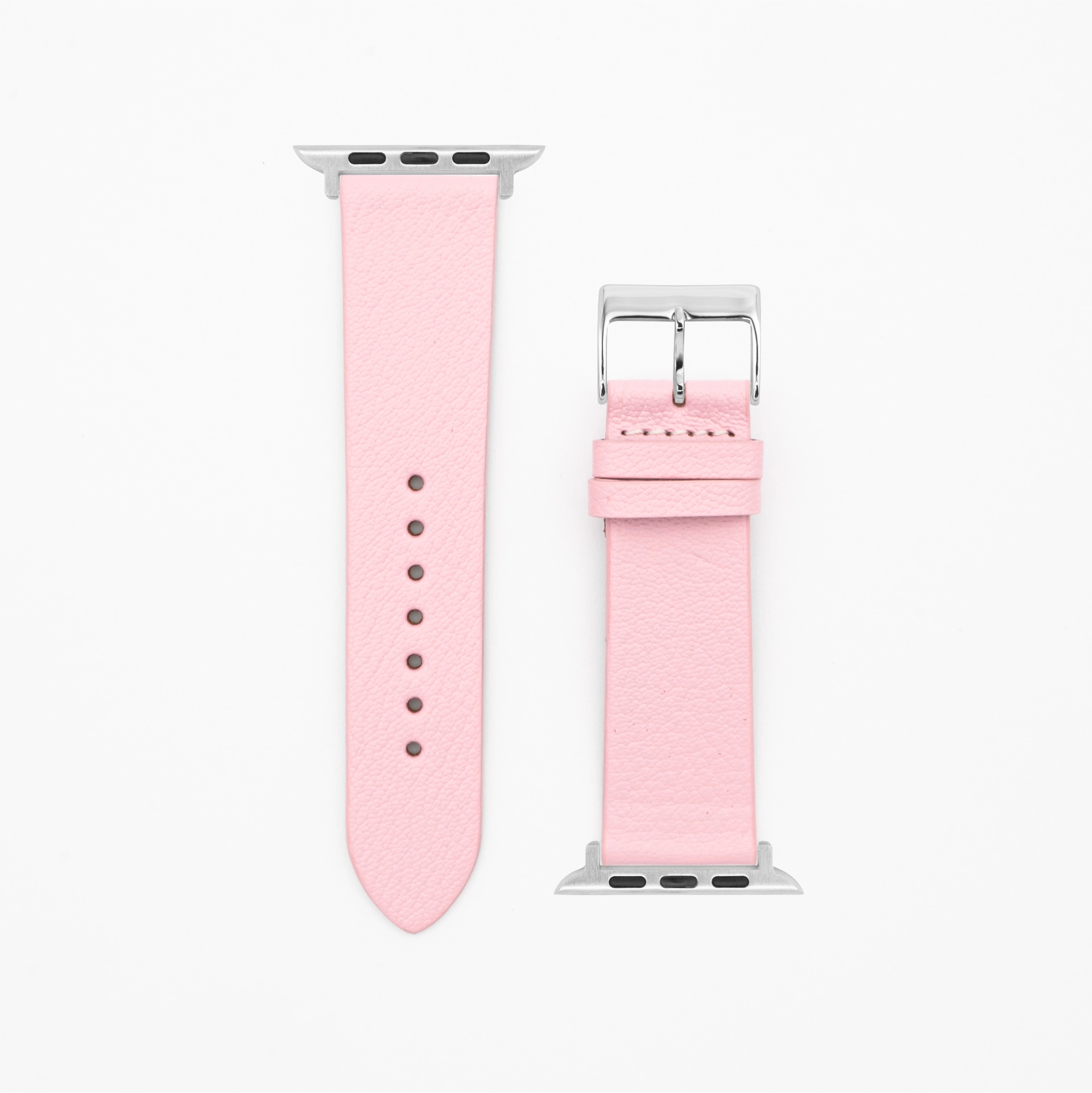 Geit - Classic - XS - Roze lederen band-Apple Watch-38/40/41mm-roestvrij staal zilveren armband