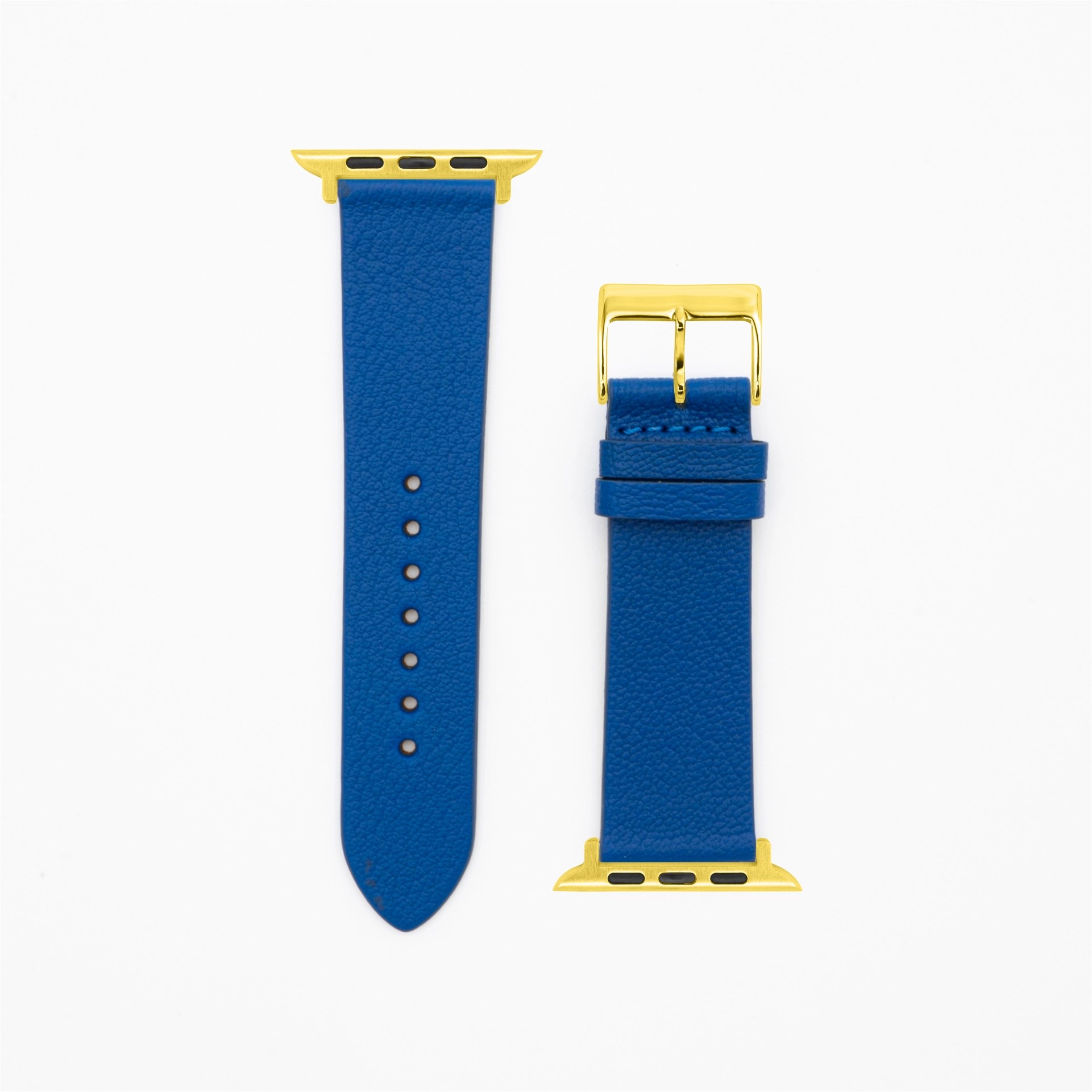 Geit - Classic - XS - Blauw lederen band-Apple Watch-38/40/41mm-roestvrij staal gouden armband