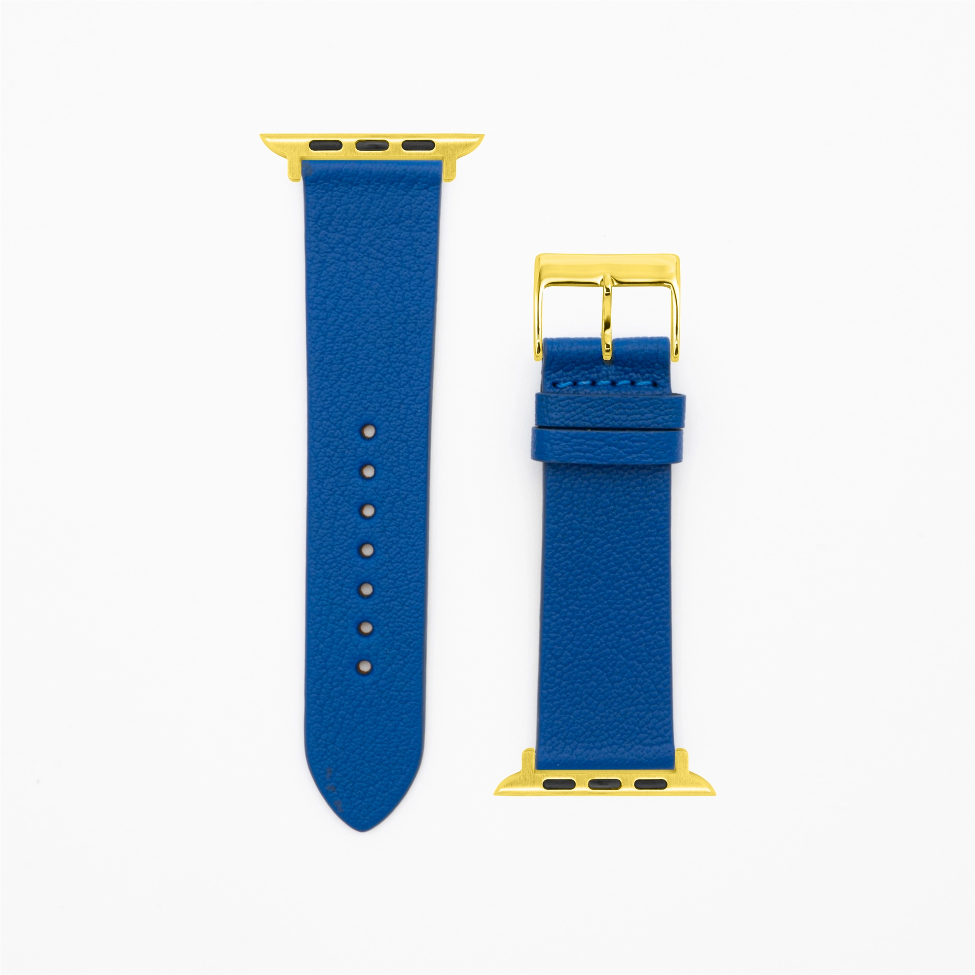 Goat · Classic · XS · Blau-Lederarmband-Apple Watch-38/40/41mm-Edelstahl gold-Edelband