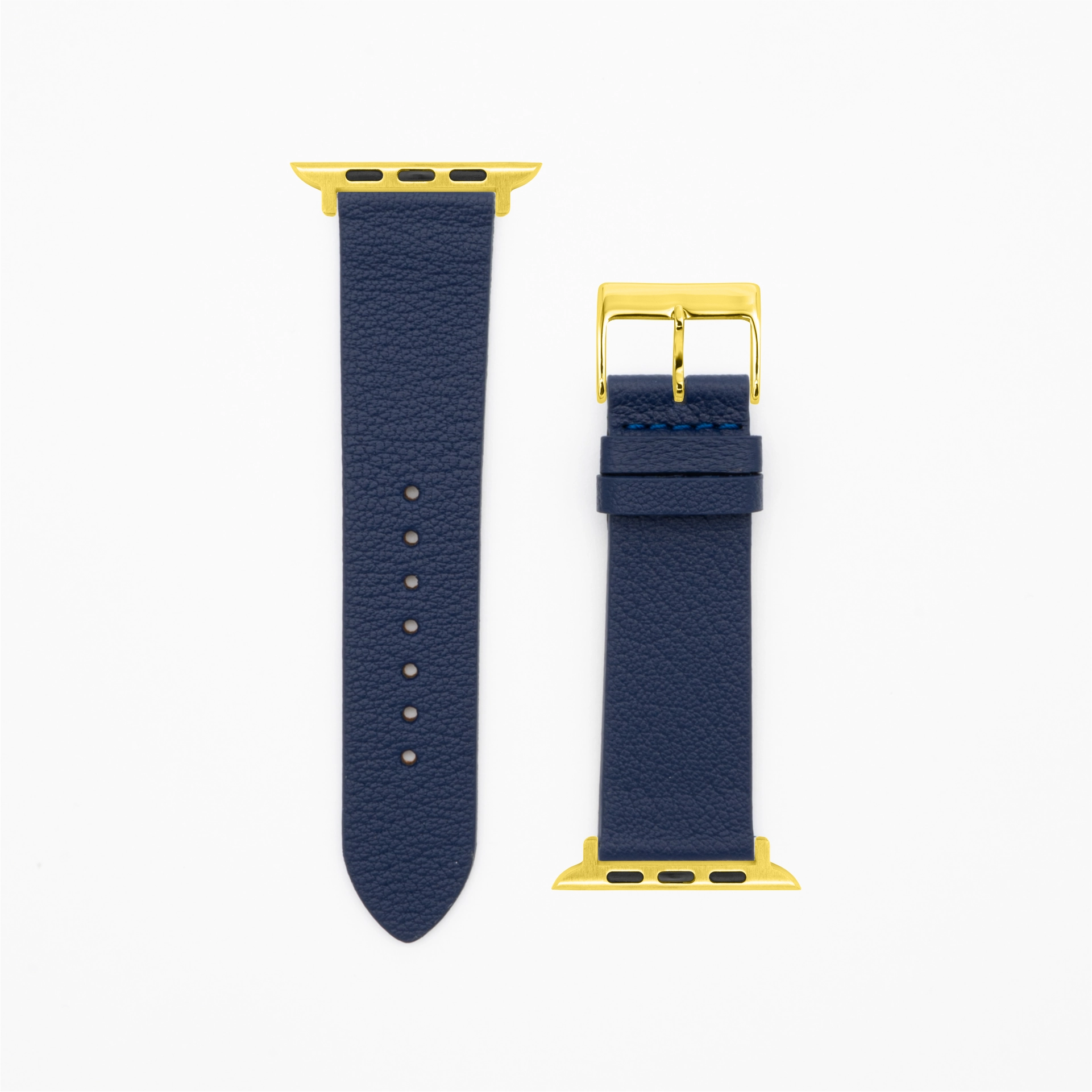 Goat - Classic - XS - Bracelet cuir bleu foncé-Apple Watch-38/40/41mm-acier inoxydable-or