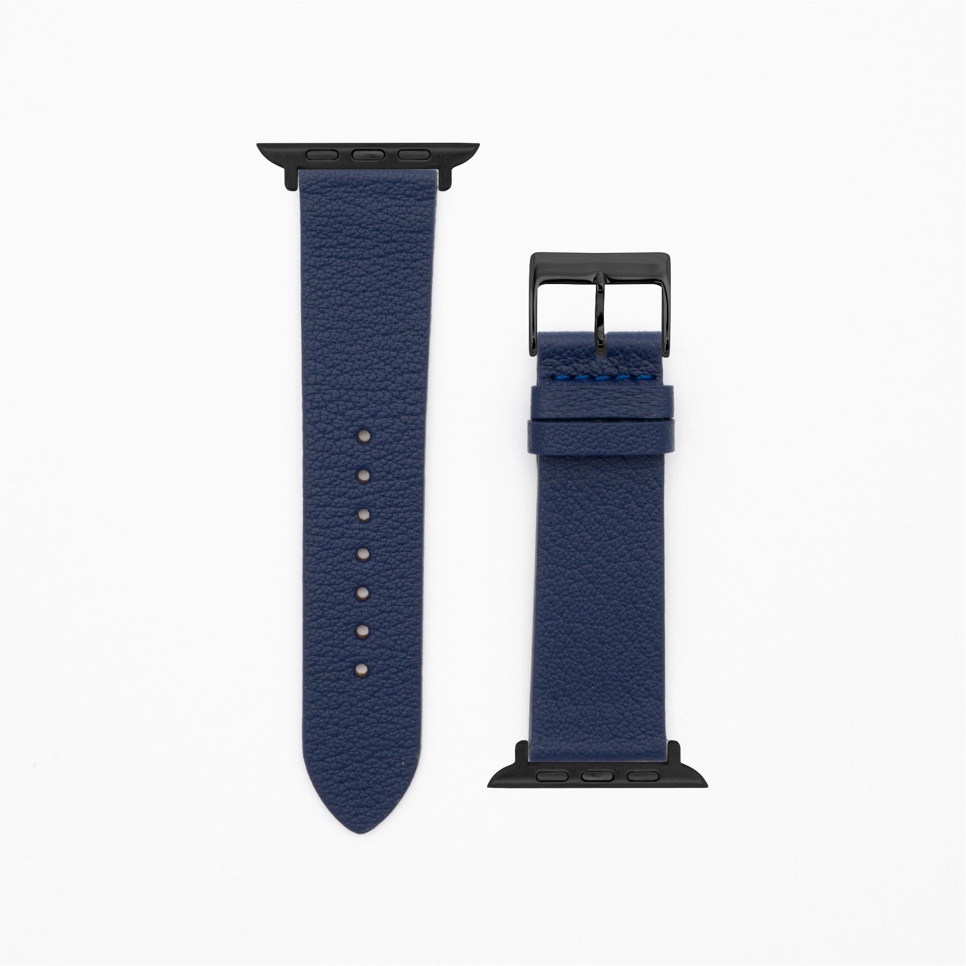 Goat - Classic - XS - Bracelet en cuir bleu foncé-Apple Watch-38/40/41mm-acier inoxydable noir-bracelet précieux