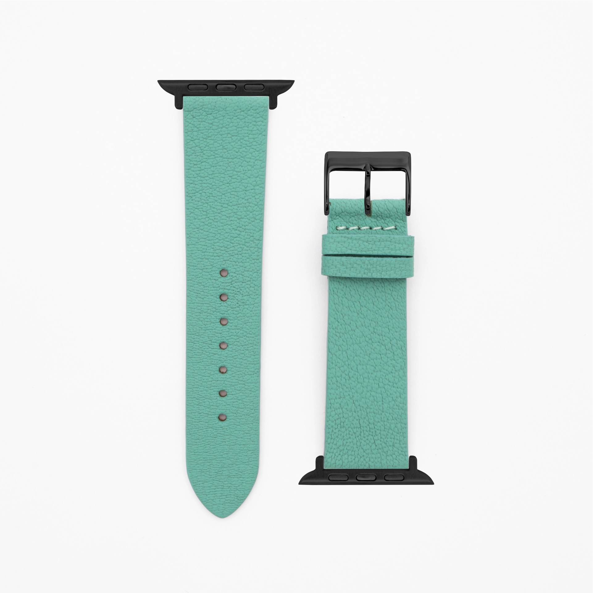 Geit - Classic - XS - Turquoise lederen band-Apple Watch-38/40/41mm-roestvrij staal zwart-strap