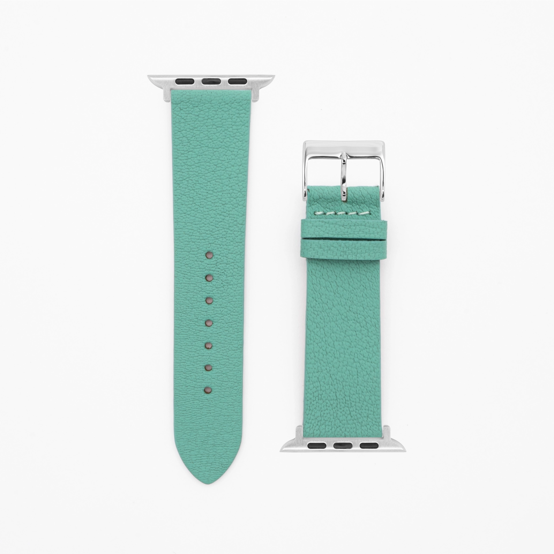 Geit - Classic - XS - Turquoise lederen band-Apple Watch-38/40/41mm-roestvrij staal zilveren armband