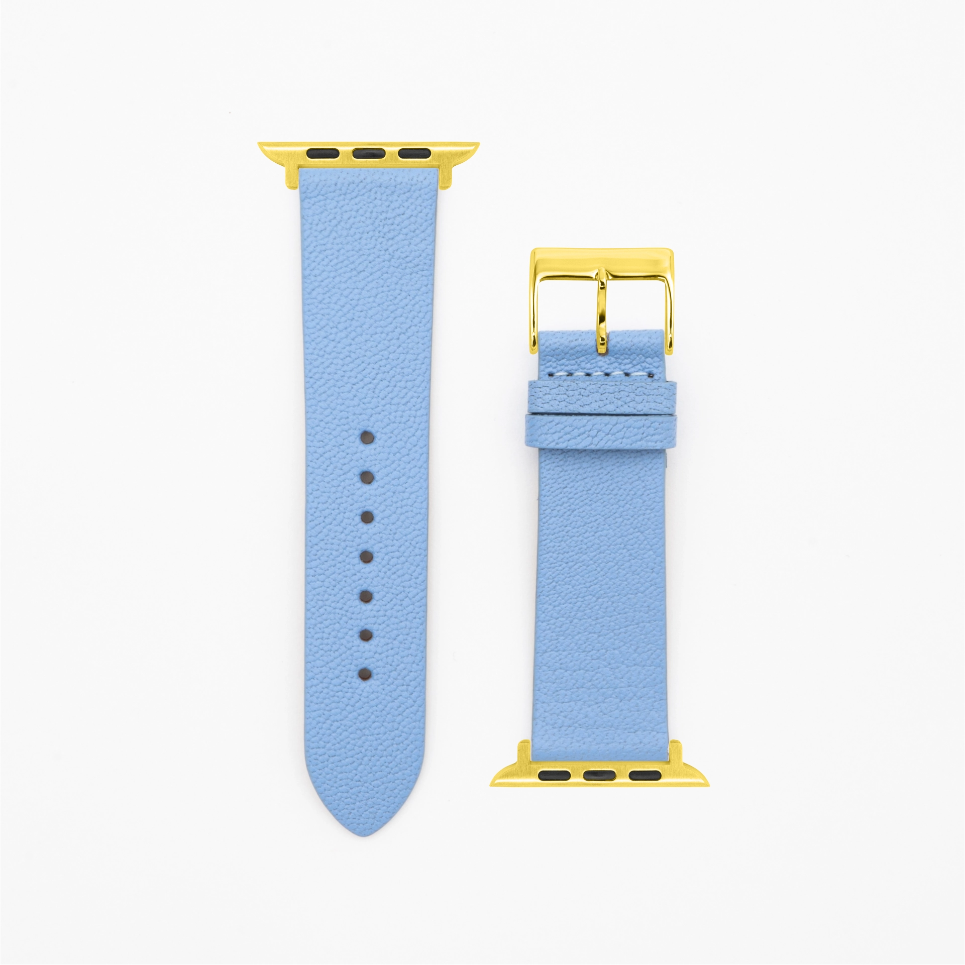 Geit - Classic - XS - Lichtblauw lederen armband-Apple Watch-38/40/41mm-roestvrij stalen gouden armband