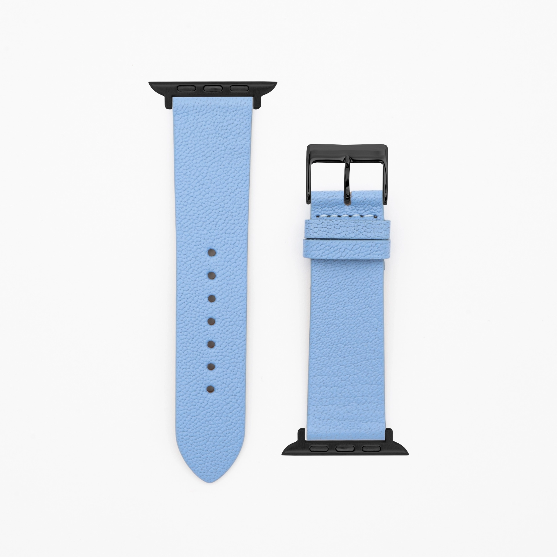 Goat - Classic - XS - Bracelet en cuir bleu clair-Apple Watch-38/40/41mm-acier inoxydable noir-bracelet précieux