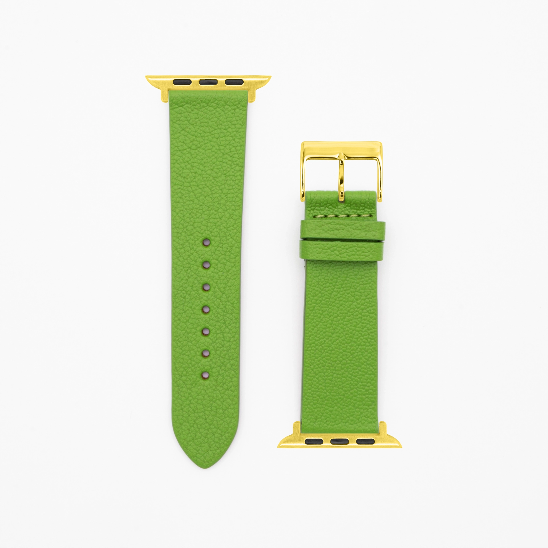 Goat - Classic - XS - Green leather strap-Apple Watch-38/40/41mm-stainless steel gold bracelet