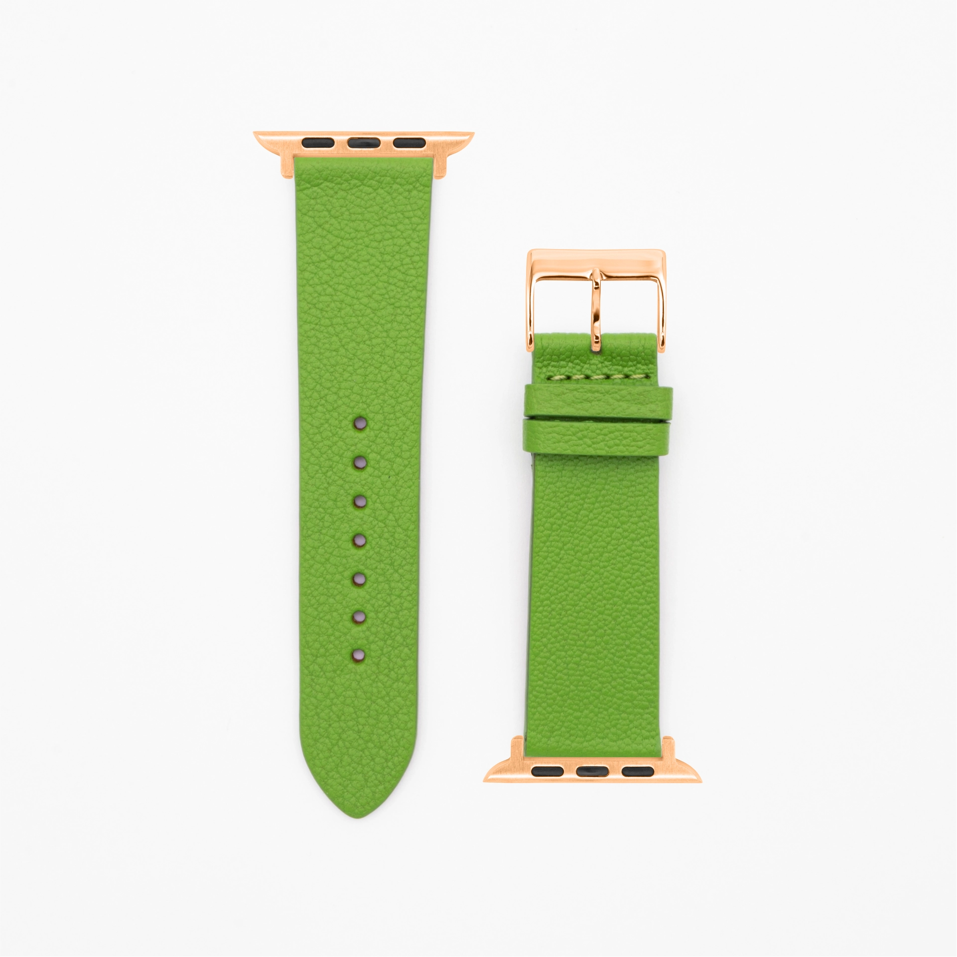 Geit - Classic - XS - Groen lederen band-Apple Watch-38/40/41mm-roze band van roestvrij staal