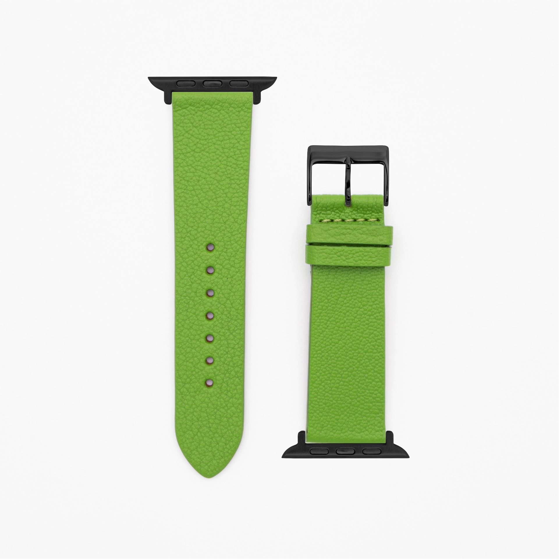 Geit - Classic - XS - Groen lederen band-Apple Watch-38/40/41mm-roestvrij staal zwart-strap