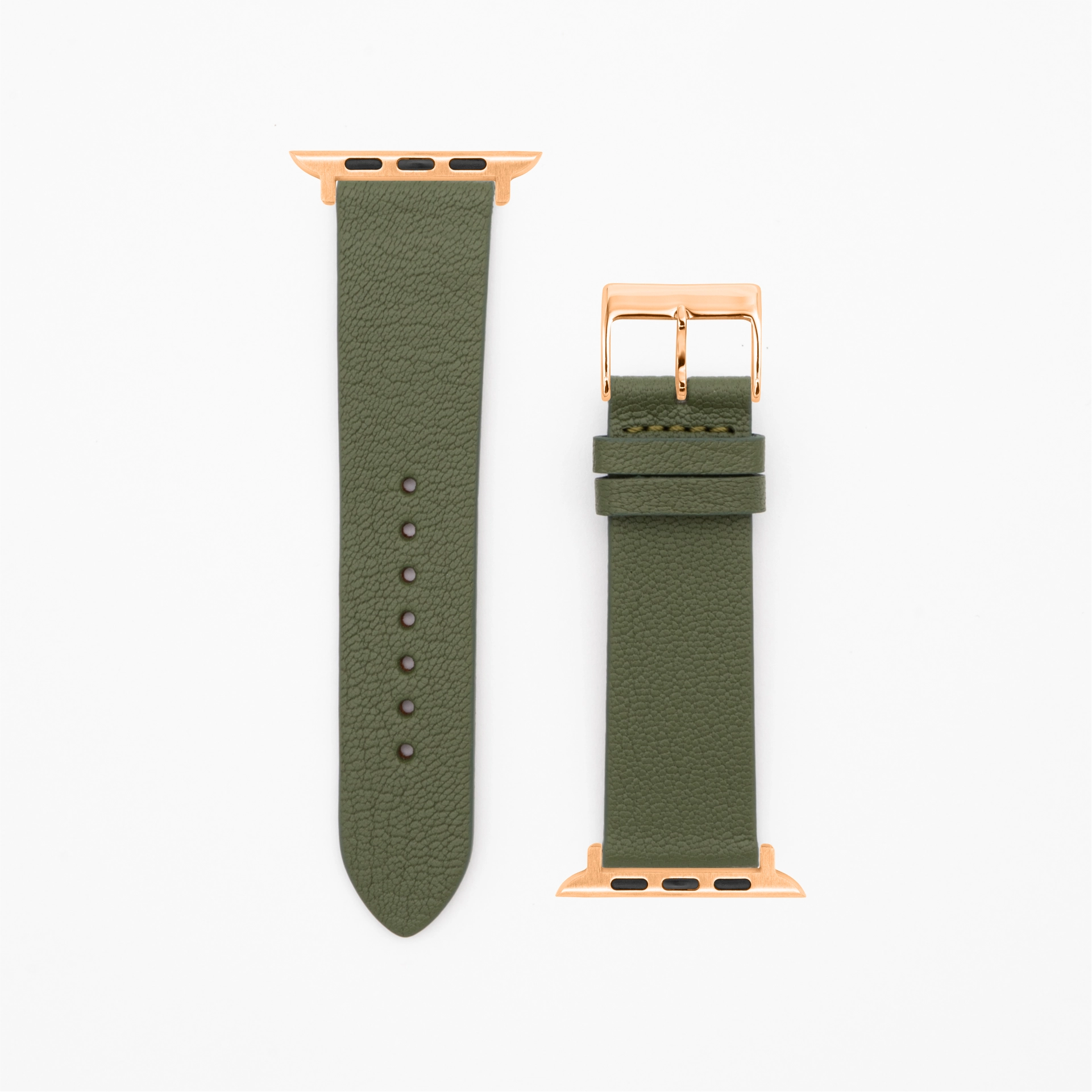 Goat - Classic - XS - Bracelet en cuir vert olive-Apple Watch-38/40/41mm-acier inoxydable rosé-bracelet précieux