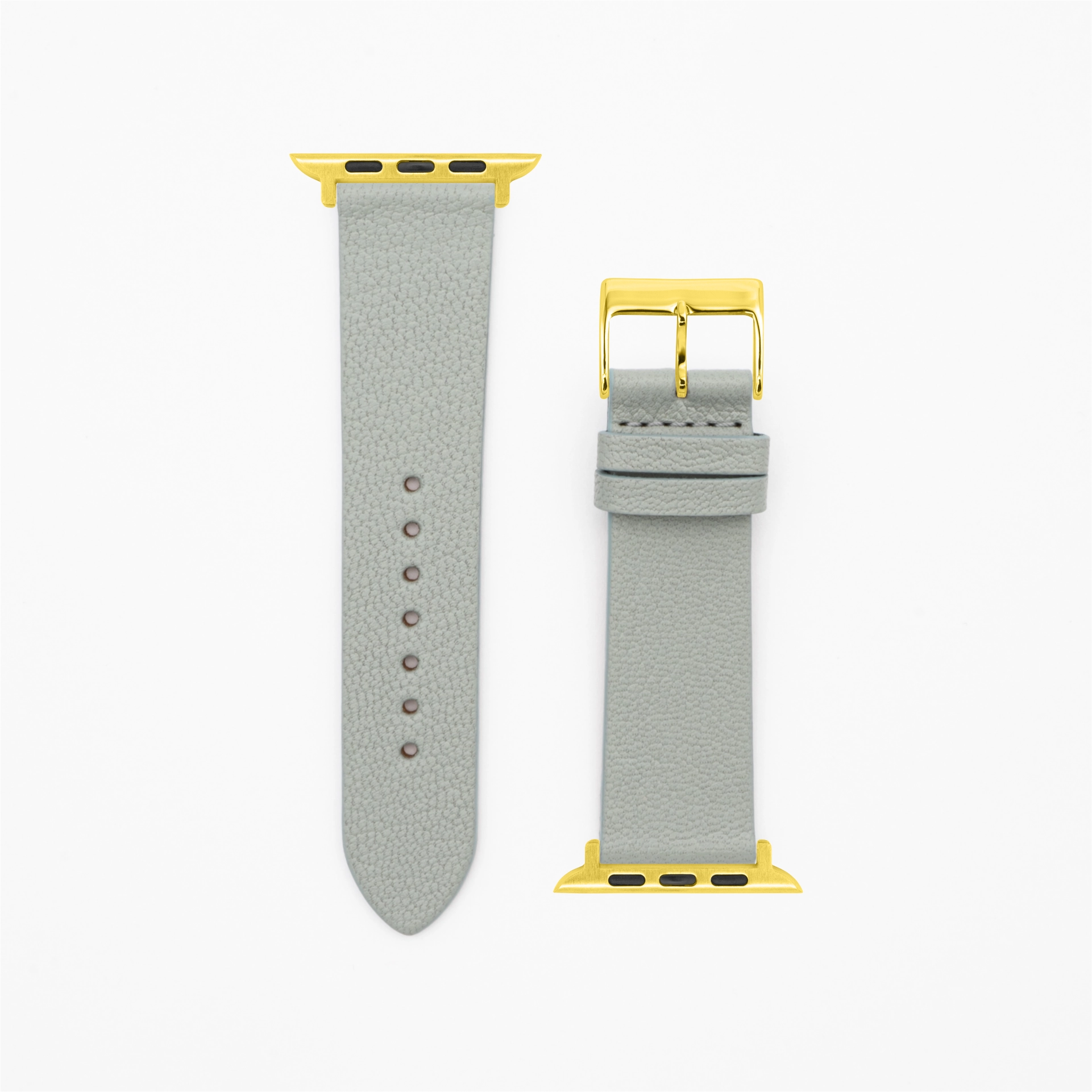 Goat - Classic - XS - Gray leather strap-Apple Watch-38/40/41mm-stainless steel gold bracelet