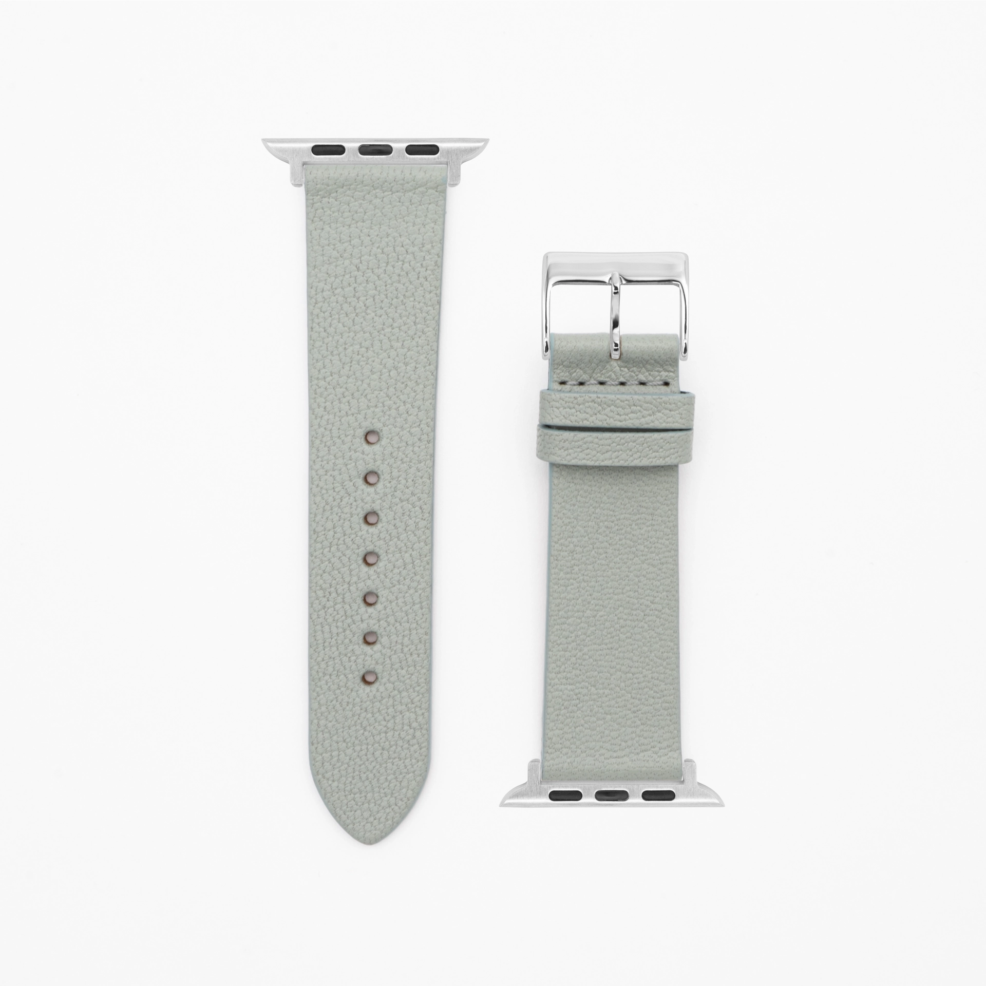 Geit - Classic - XS - Grijs lederen band-Apple Watch-38/40/41mm-roestvrij staal zilveren armband