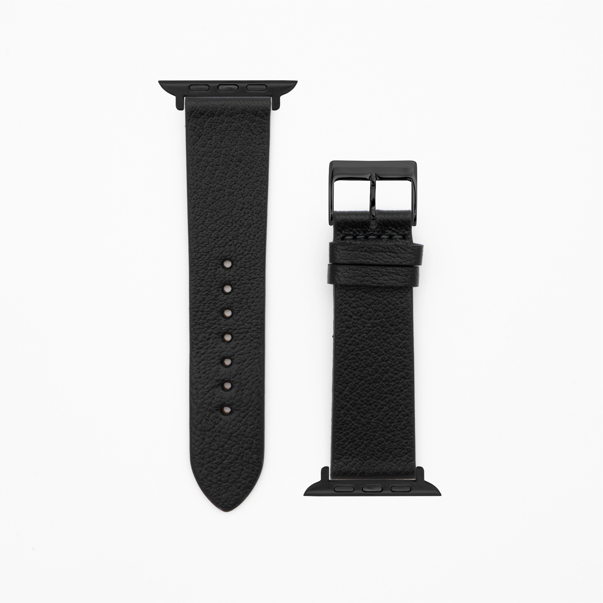 Geit - Classic - XS - Zwart lederen band-Apple Watch-38/40/41mm-roestvrij staal zwart-strap