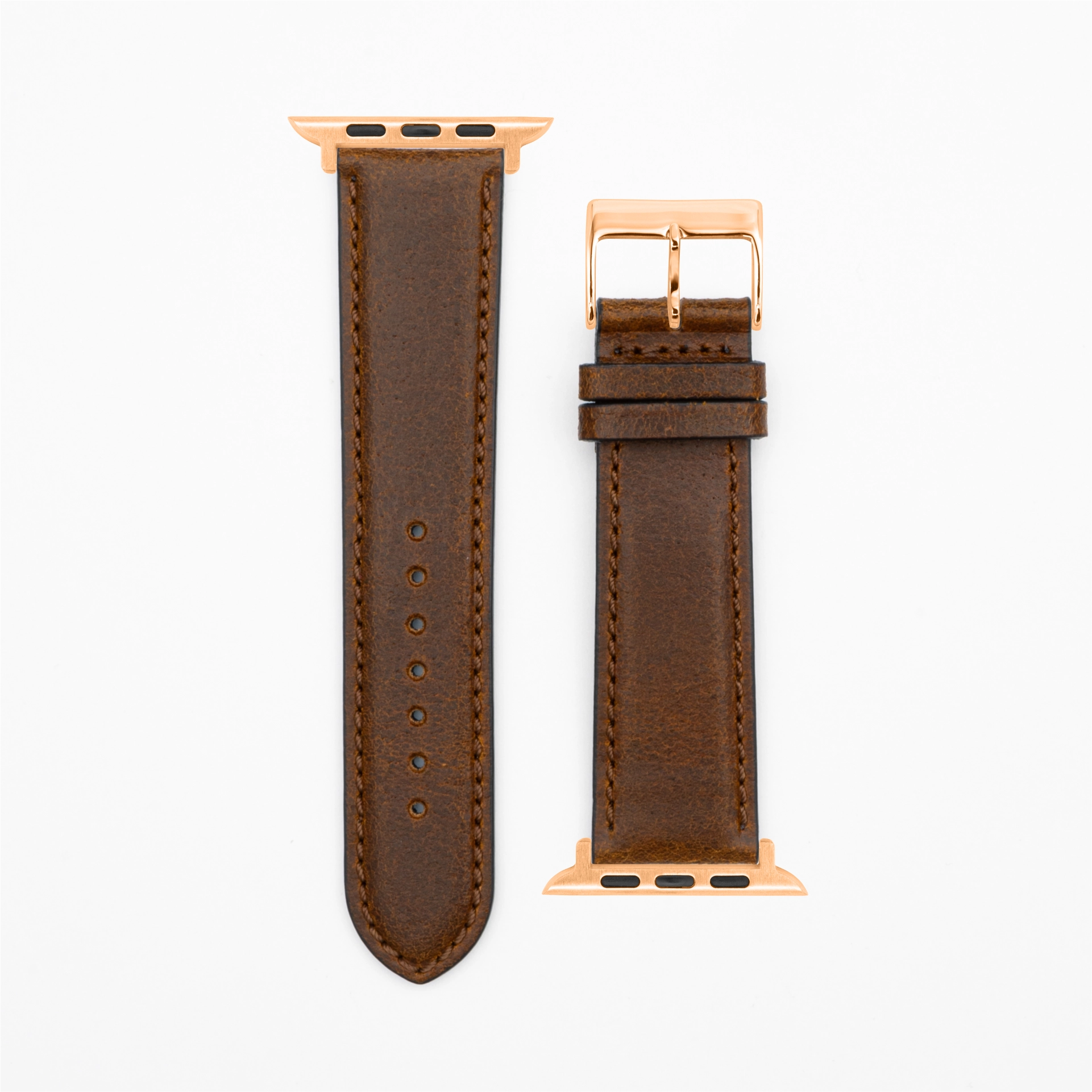 Cavaro - Classic - Bracelet en cuir brun-Apple Watch-38/40/41mm-acier inoxydable rosé-bracelet précieux