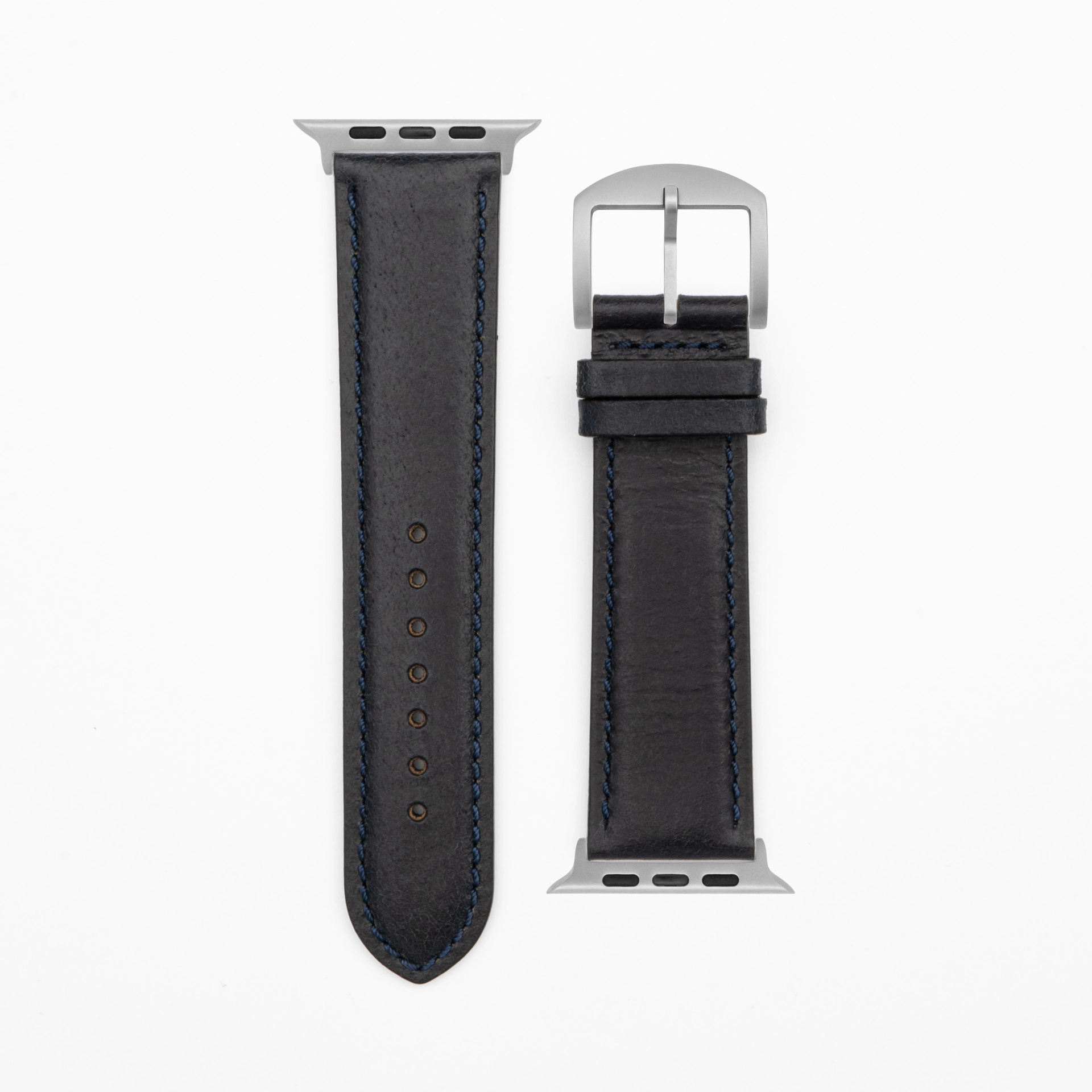 Cavaro - Classic - Bracelet en cuir bleu foncé-Apple Watch Ultra-49mm-Titan-Bracelet précieux