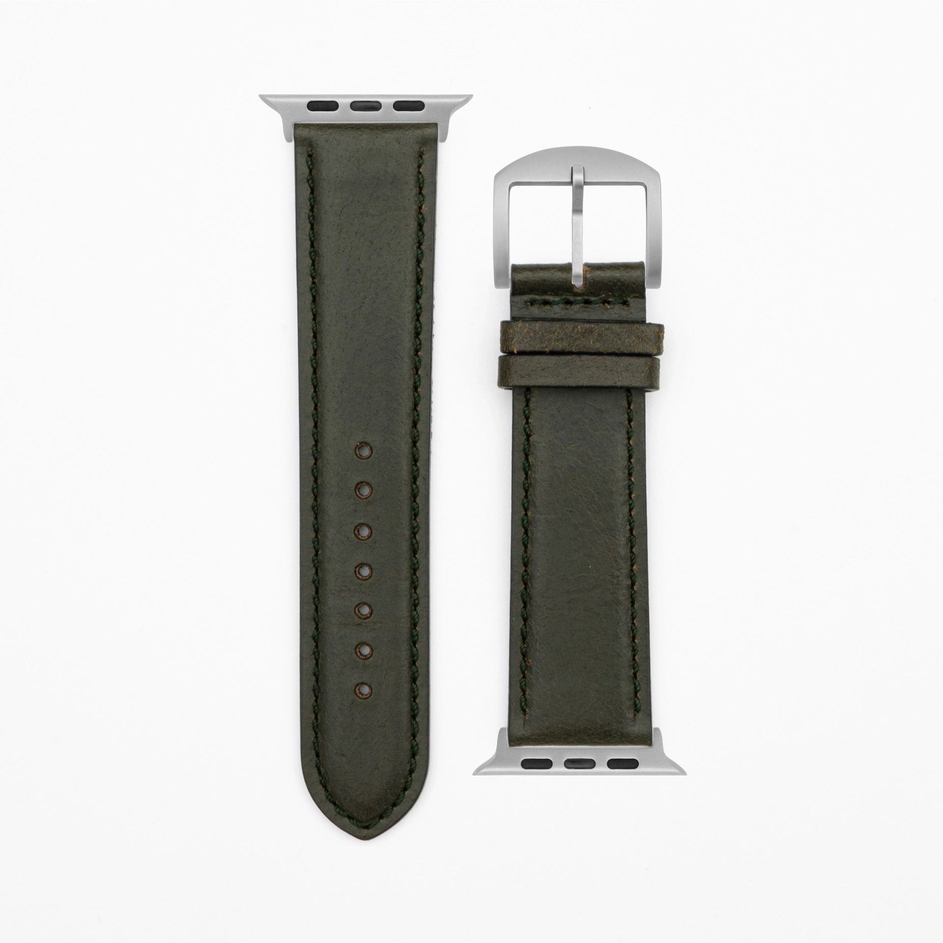 Cavaro - Classic - Bracelet en cuir vert foncé-Apple Watch Ultra-49mm-Titan-Bracelet précieux