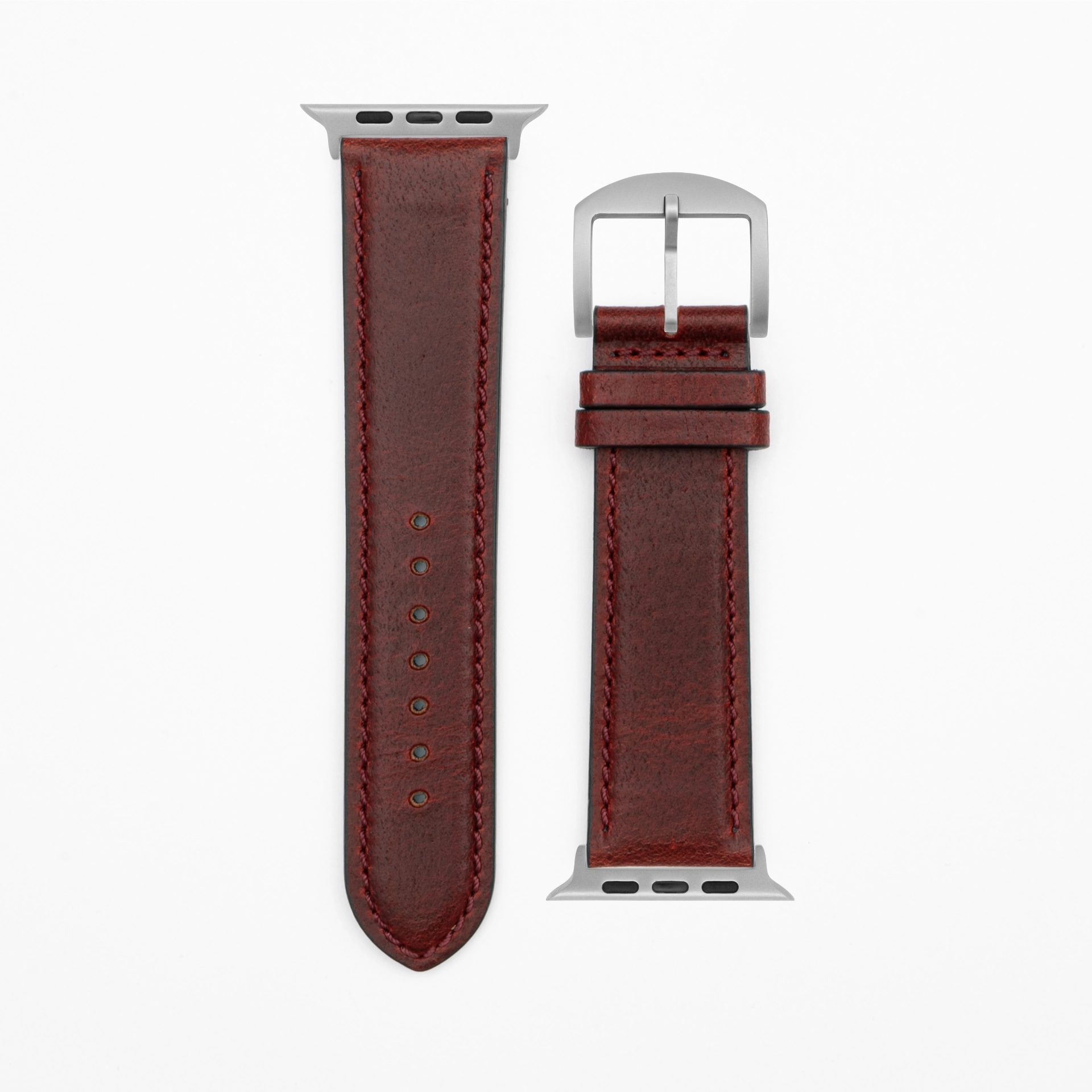 Cavaro - Classic - Bracelet en cuir rouge foncé-Apple Watch Ultra-49mm-Titan-Bracelet précieux