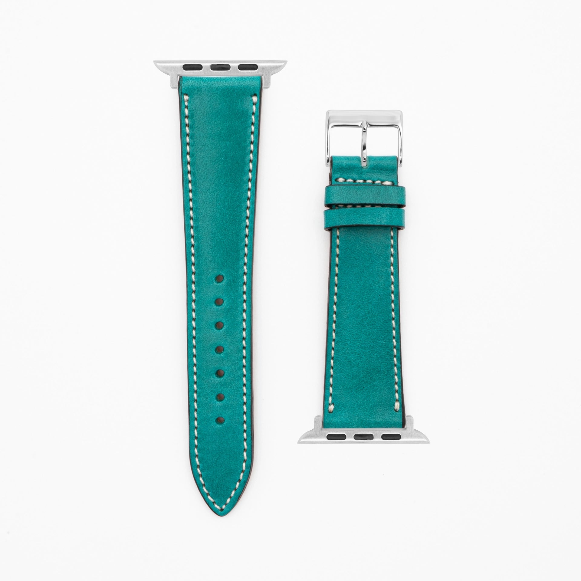Vibrant - Vintage - Petrol leather strap-Apple Watch-38/40/41mm-stainless steel silver-precious band