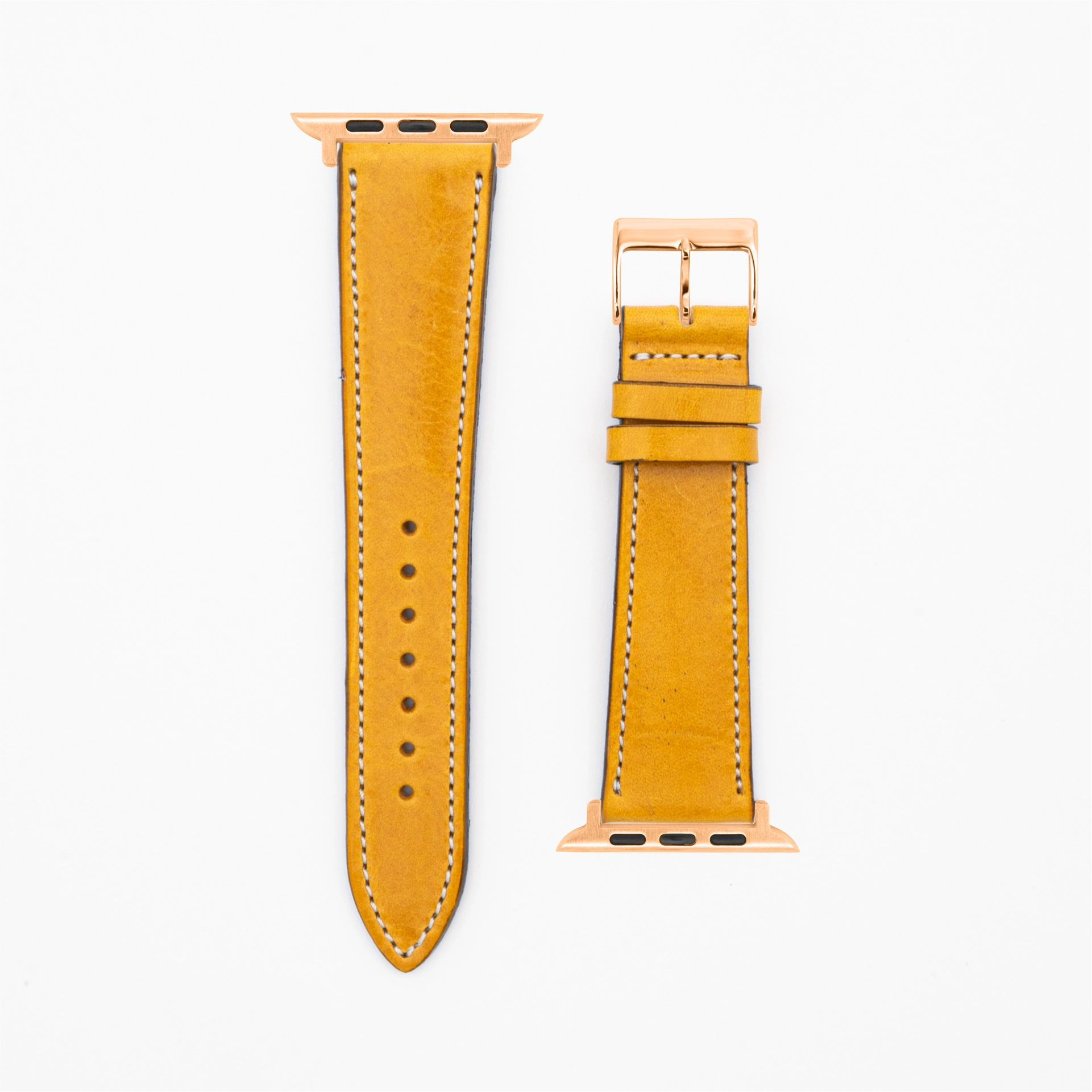 Vibrant · Vintage · Gelb-Lederarmband-Apple Watch-38/40/41mm-Edelstahl rosé-Edelband
