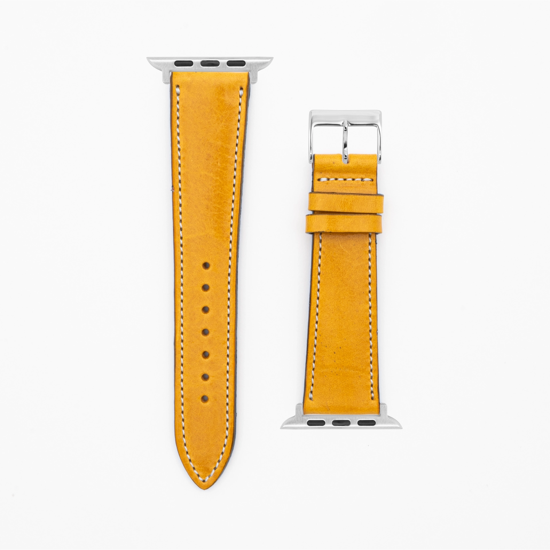 Vibrant - Vintage - Yellow leather strap-Apple Watch-38/40/41mm-stainless steel silver-Edelband