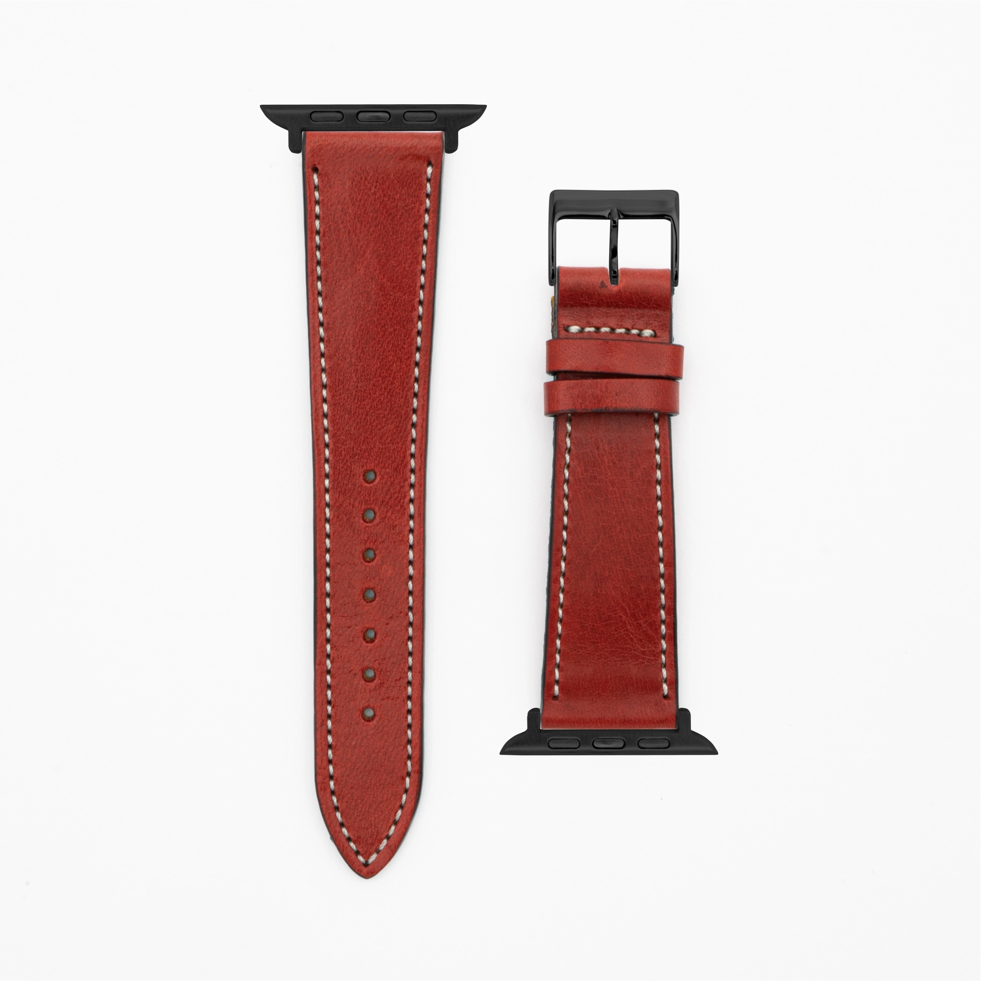 Vibrant - Vintage - Bracelet en cuir rouge foncé-Apple Watch-38/40/41mm-acier inoxydable noir-bracelet précieux