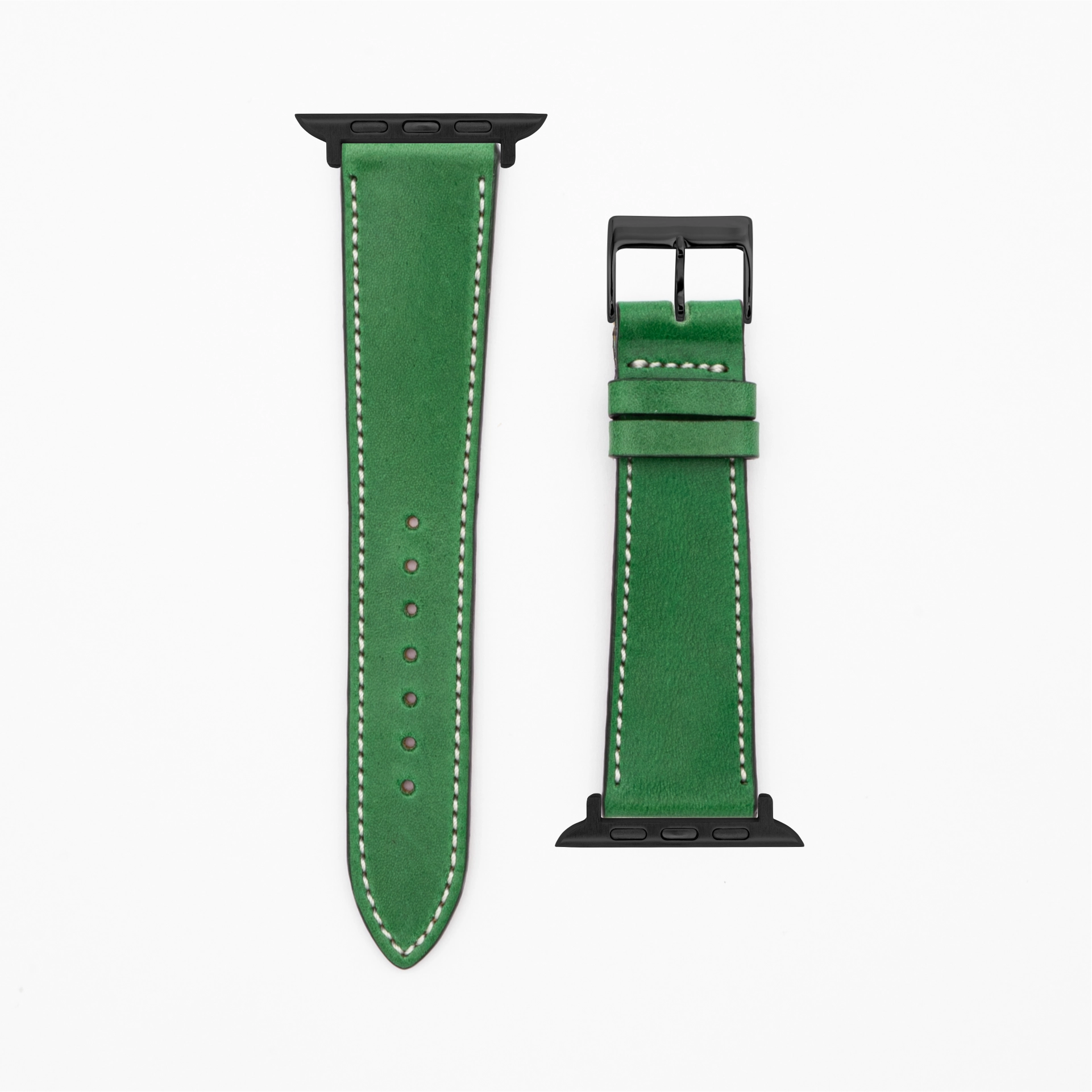 Levendig - Vintage - Groen lederen band-Apple Watch-38/40/41mm-roestvrij staal zwart-strap
