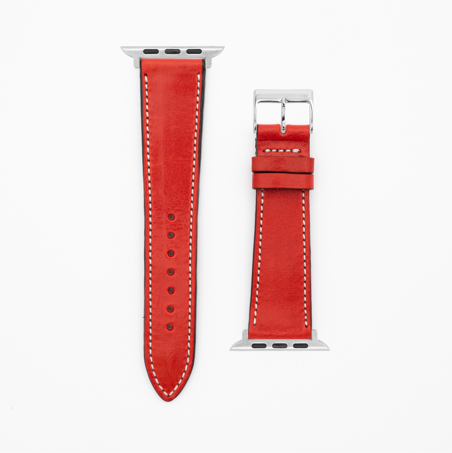 Vibrant - Vintage - Red leather strap-Apple Watch-38/40/41mm-stainless steel silver-Edelband