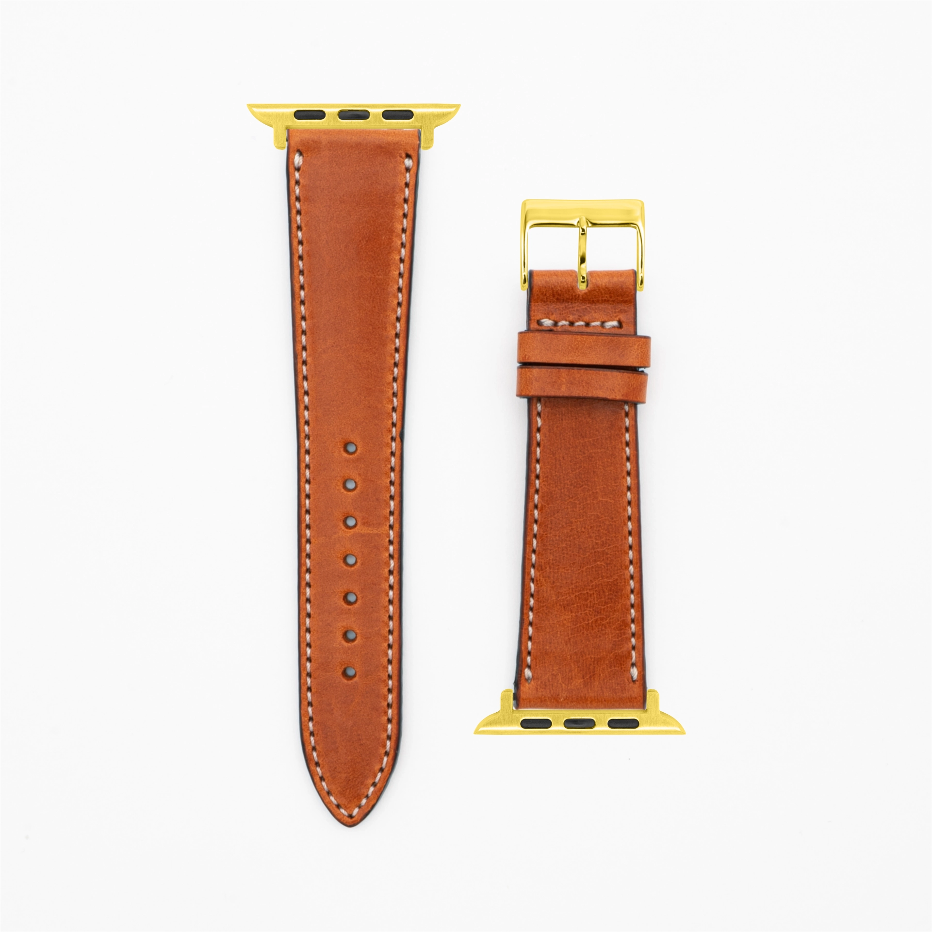 Vibrant · Vintage · Braun-Lederarmband-Apple Watch-38/40/41mm-Edelstahl gold-Edelband