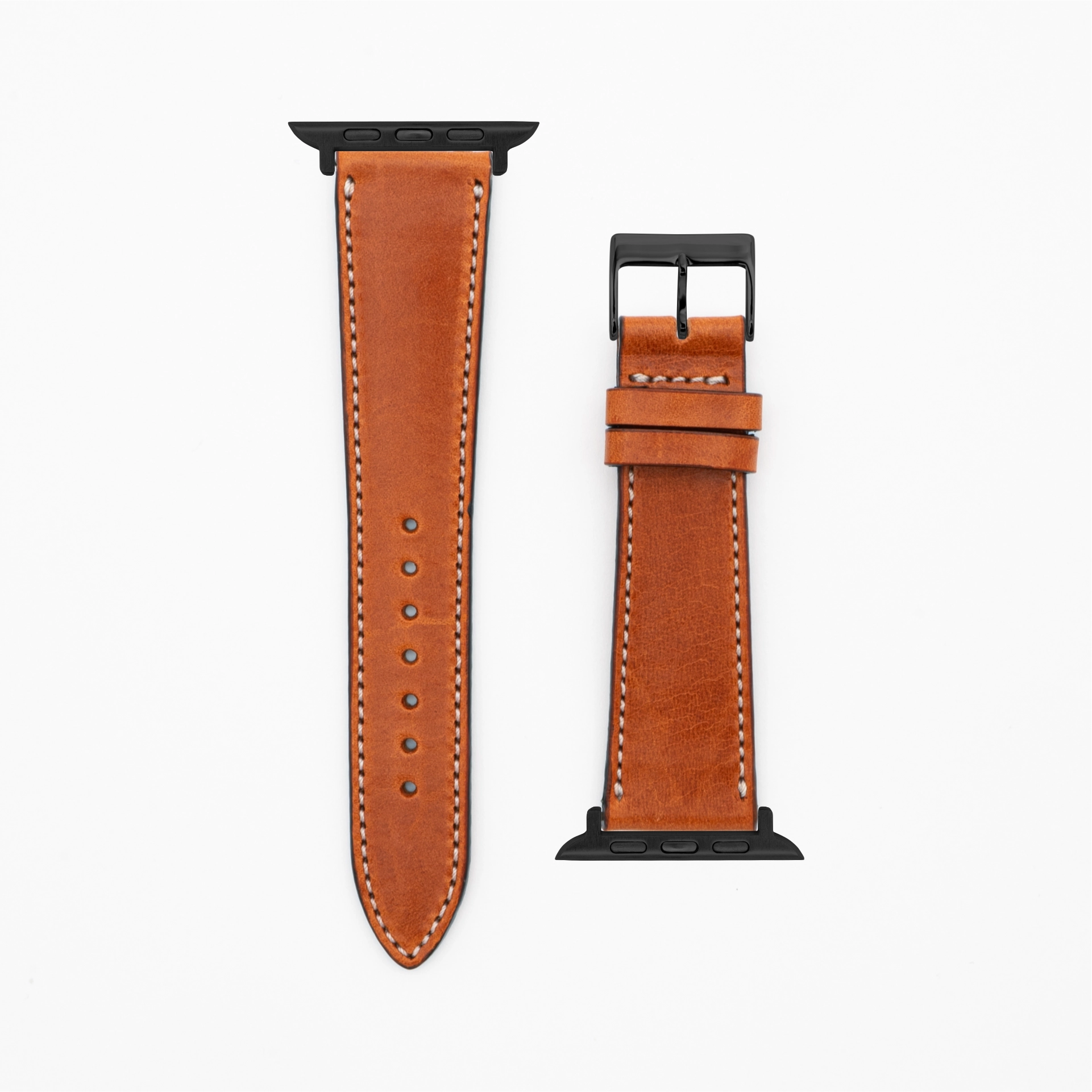 Vibrant · Vintage · Braun-Lederarmband-Apple Watch-38/40/41mm-Edelstahl schwarz-Edelband